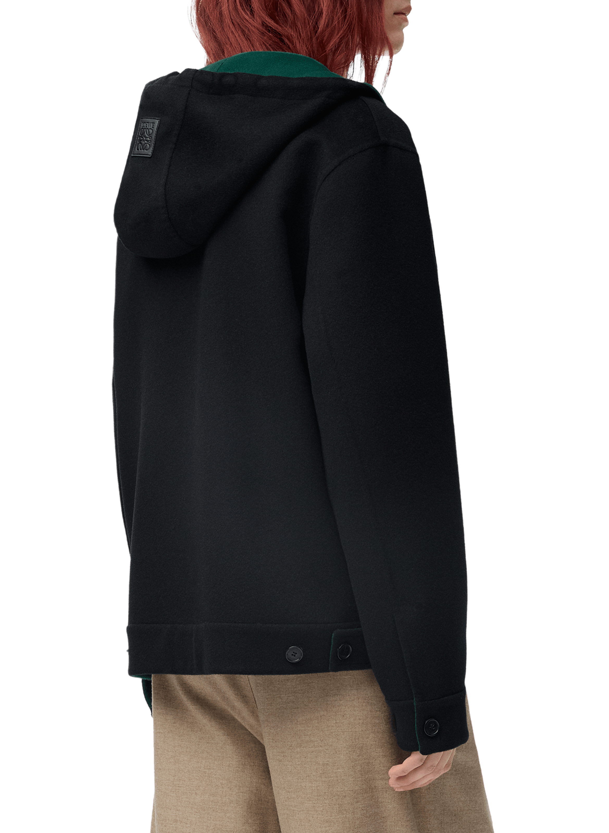 Veste à capuche en cachemire, laine et cuir LOEWE Multicolore