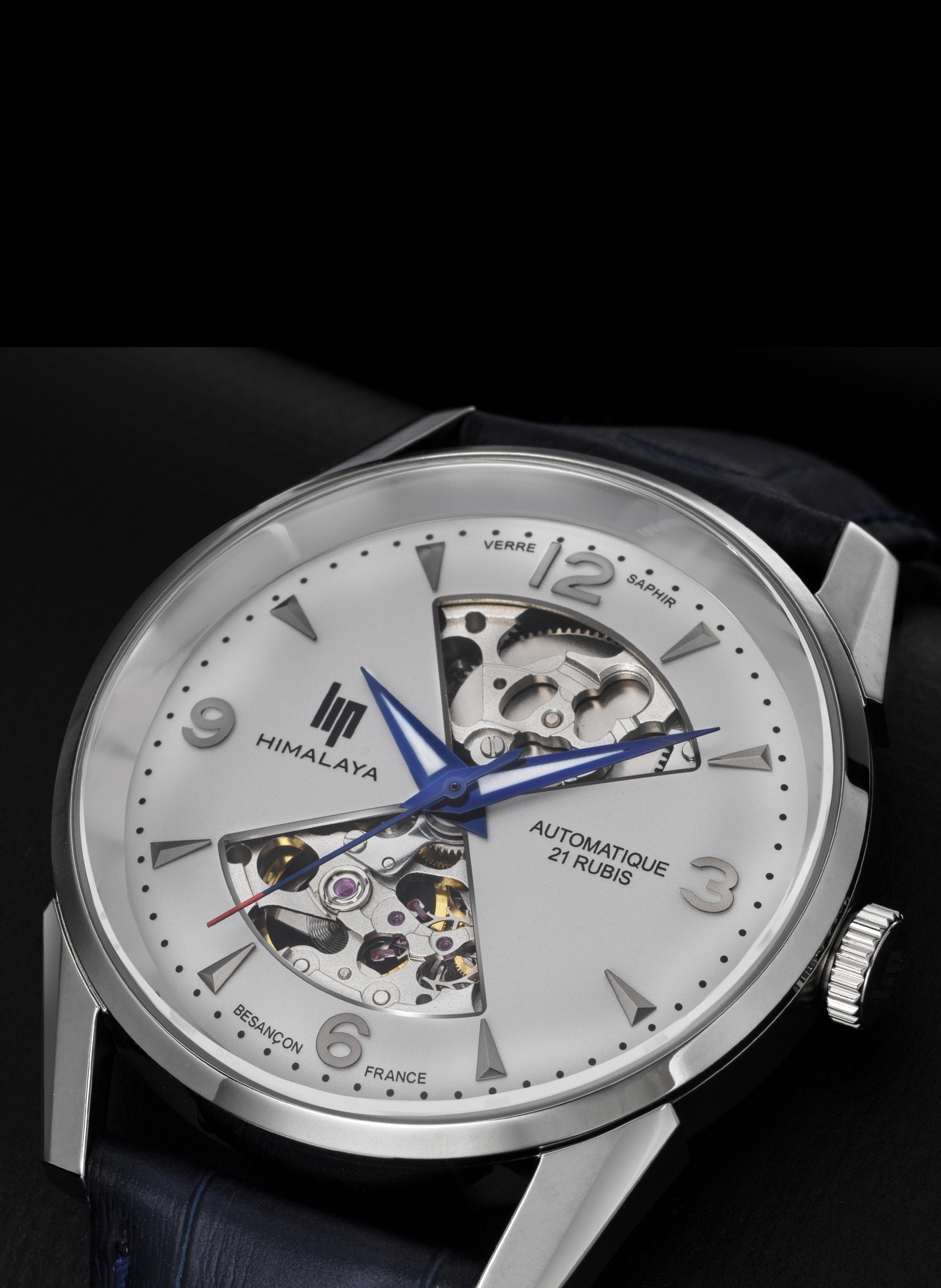 Montre automatique Himalaya en cuir LIP Argent