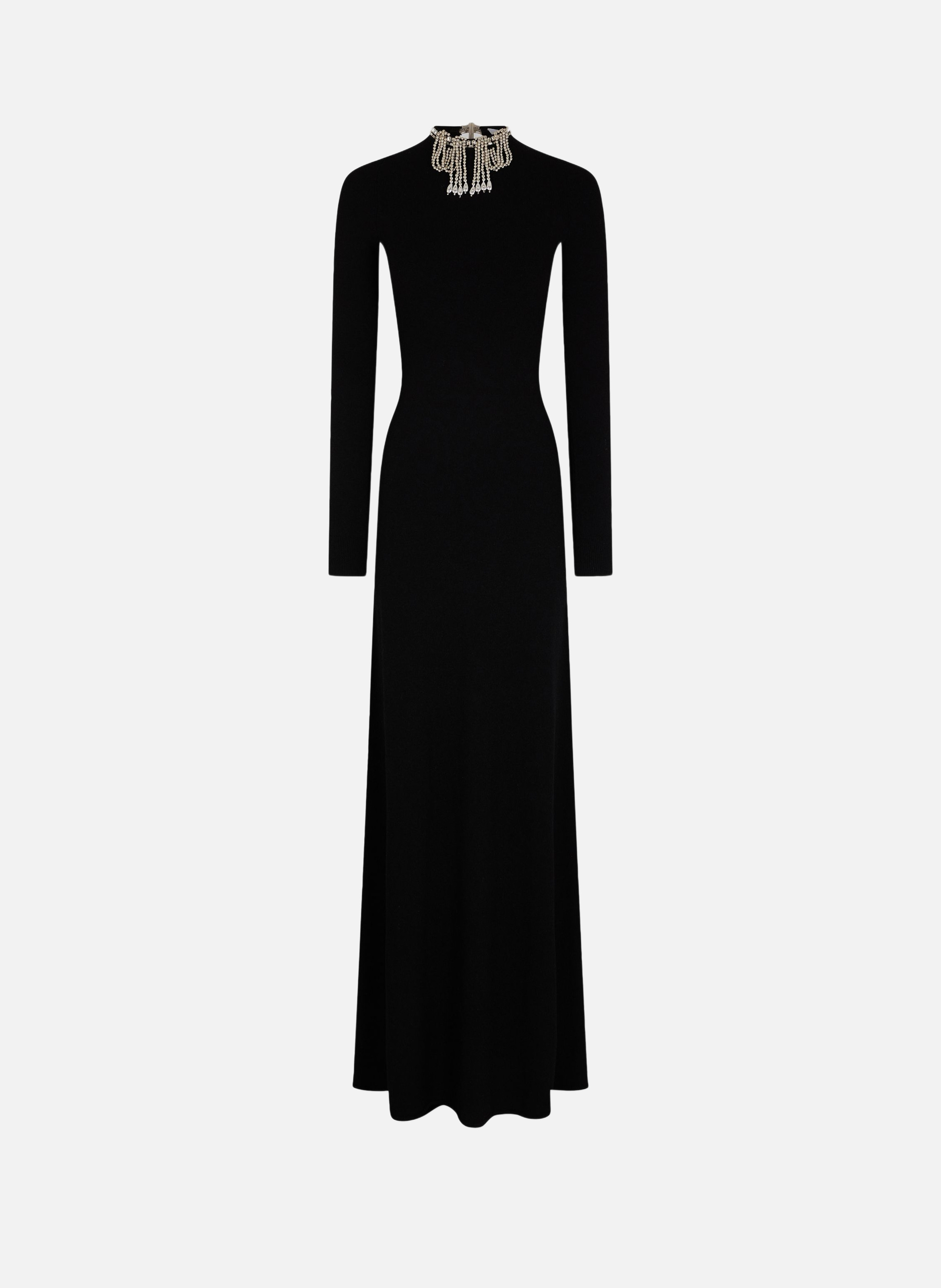 Robe longue dos nu en maille brodée RABANNE Noir