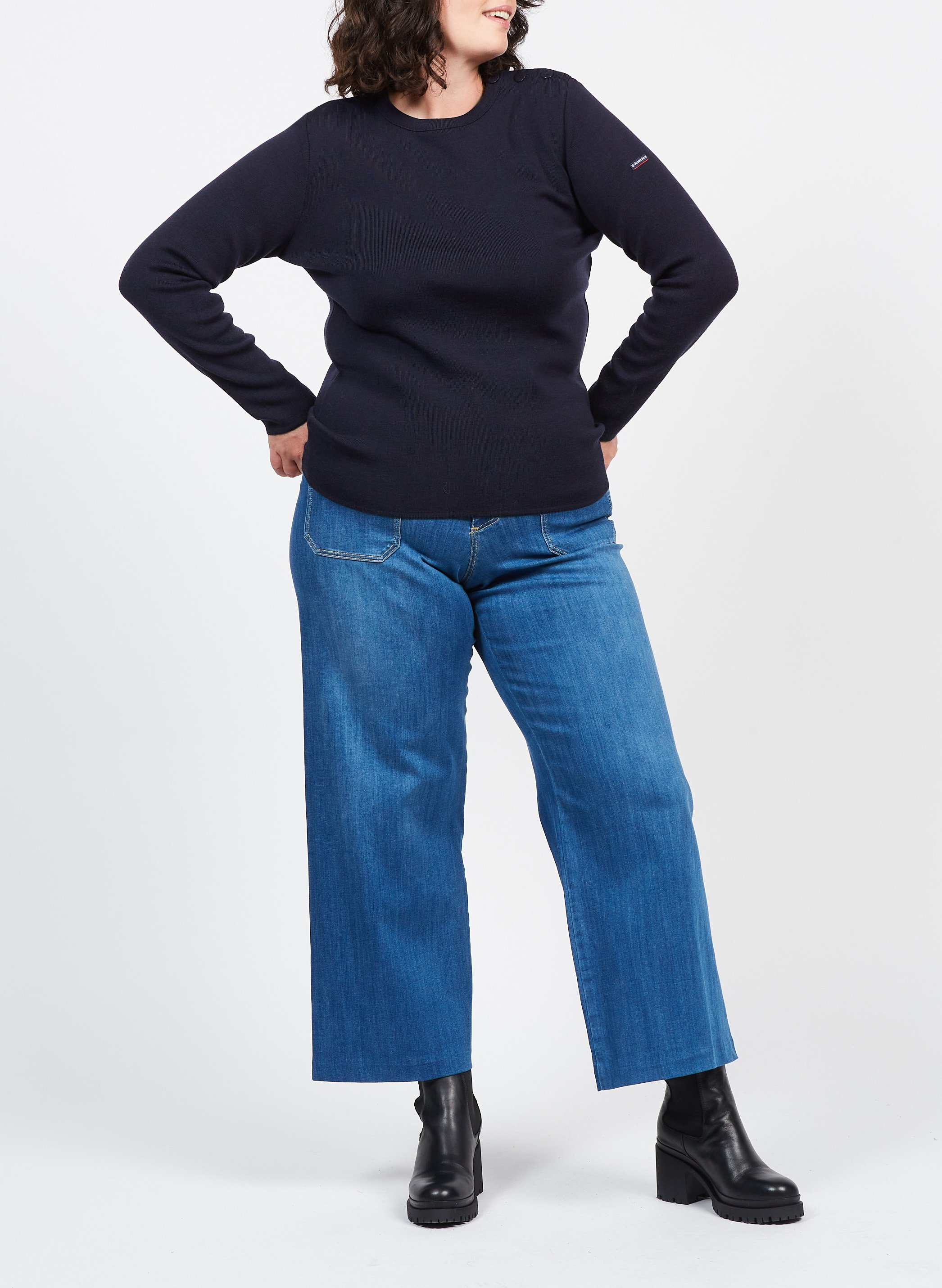 Pull col rond rayé en laine briac ARMOR-LUX Bleu