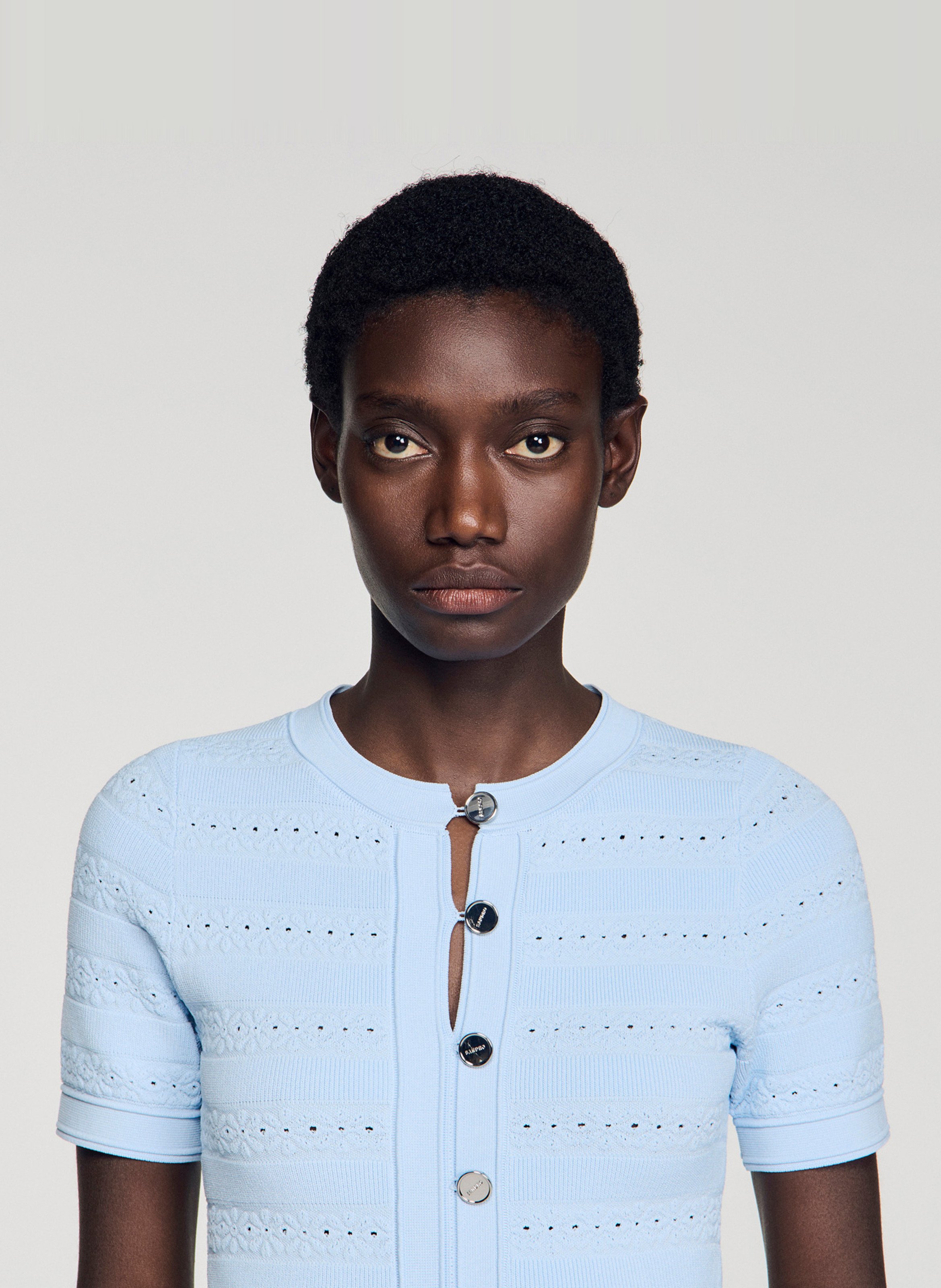 Robe longue évasée col rond SANDRO Bleu