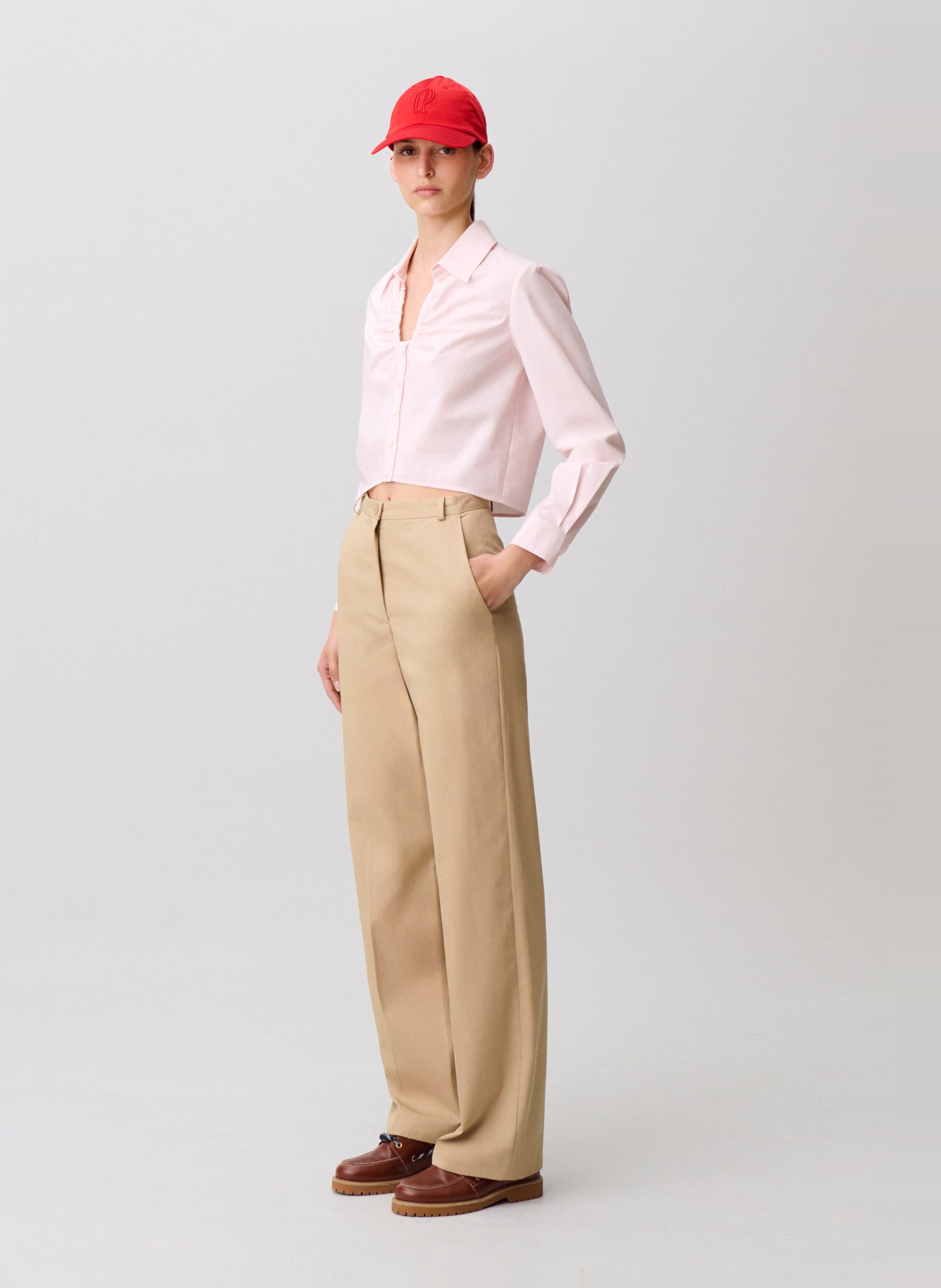 Chemise droite col classique en coton CLAUDIE PIERLOT Rose