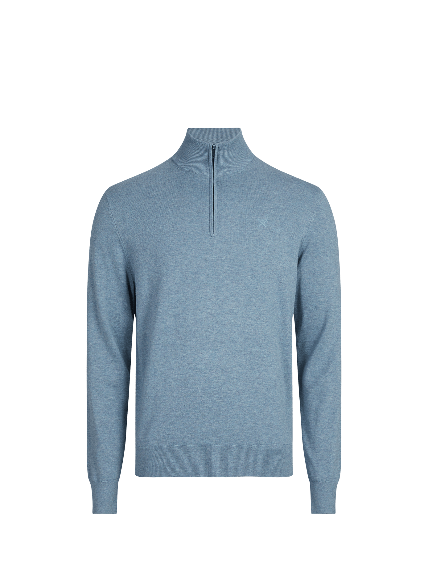 Pull col zippé en coton et soie HACKETT Blue