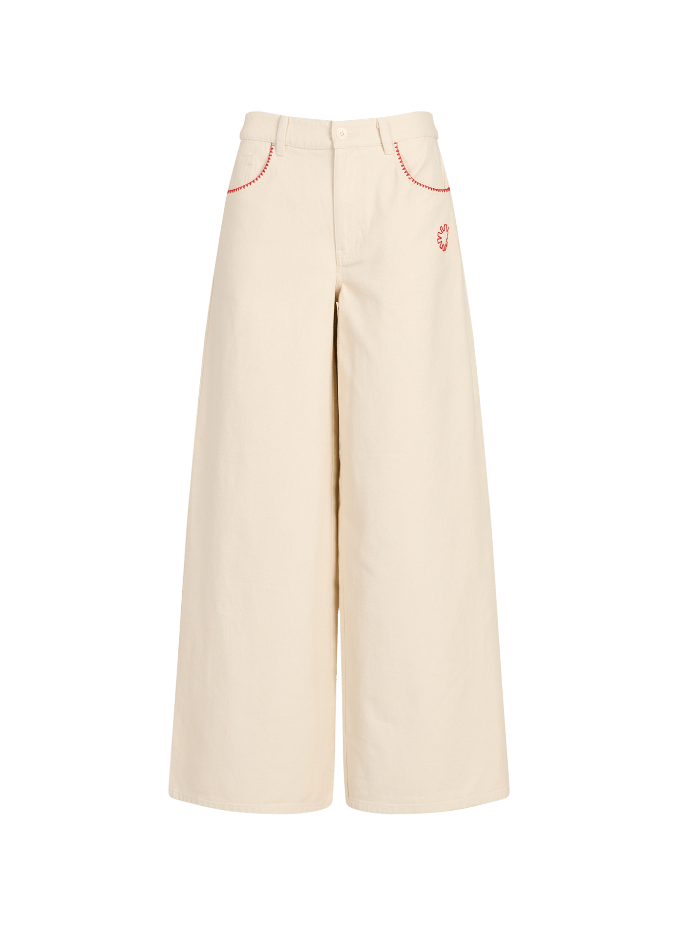 Wide-leg trousers with cotton embroidery THINKING MU White
