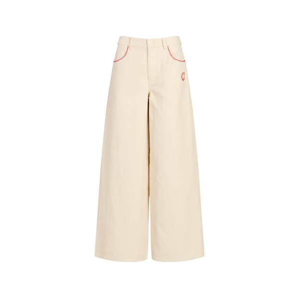 Pantalon large avec broderie en coton Pantalon large avec broderie en coton