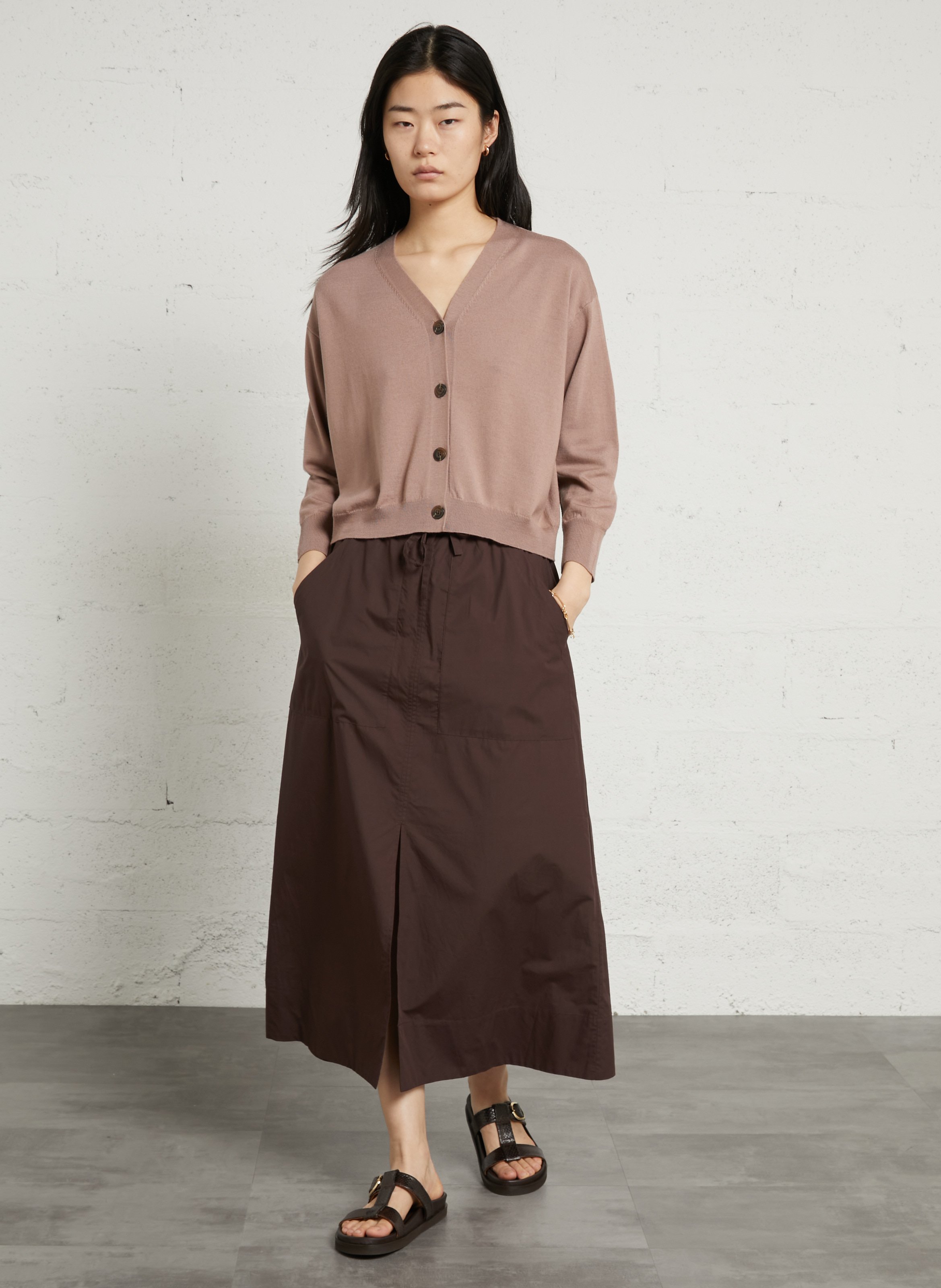 Jupe midi évasée en coton bio agadir SOEUR Violet