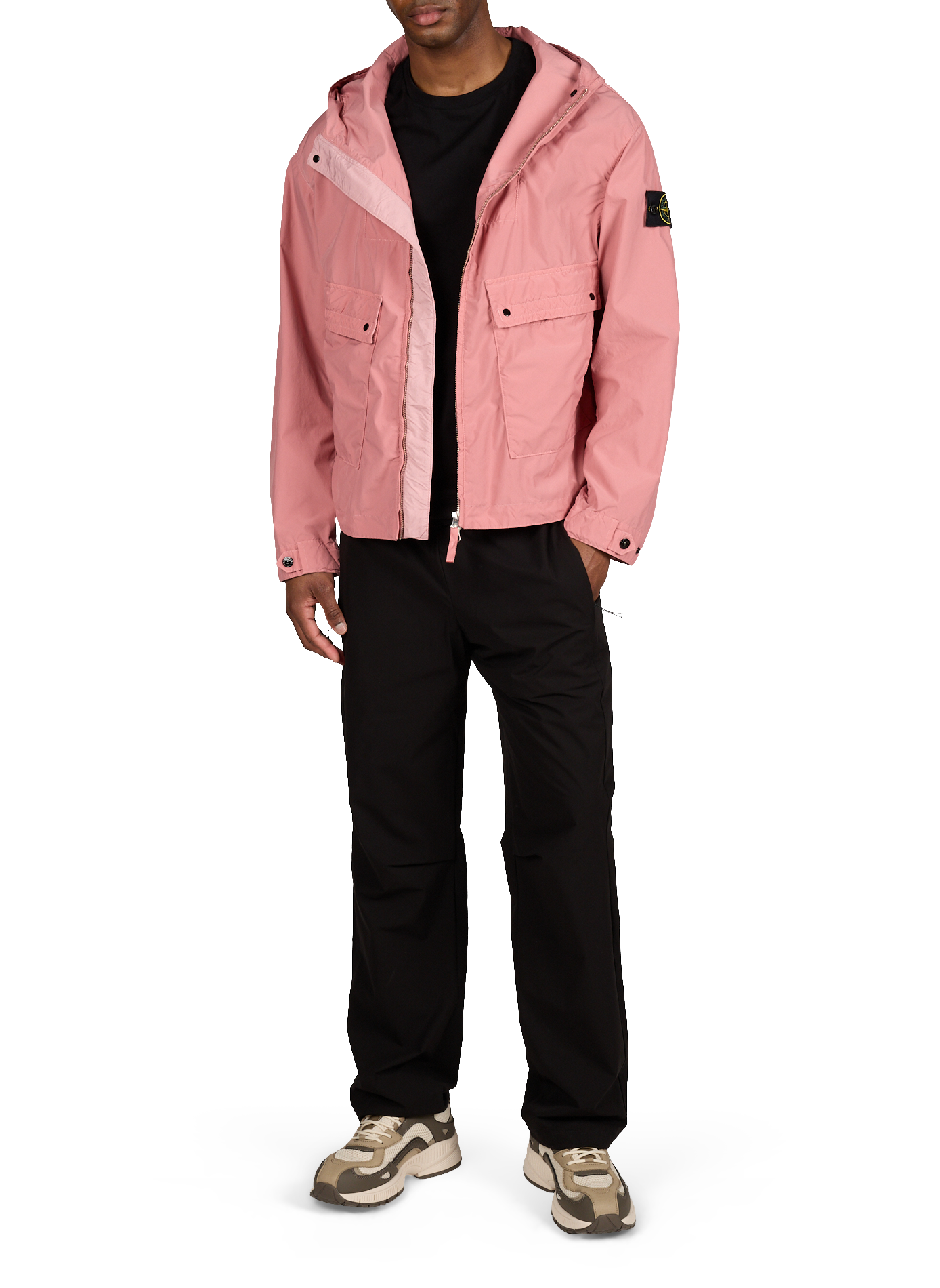 Veste unie à capuche STONE ISLAND Rose