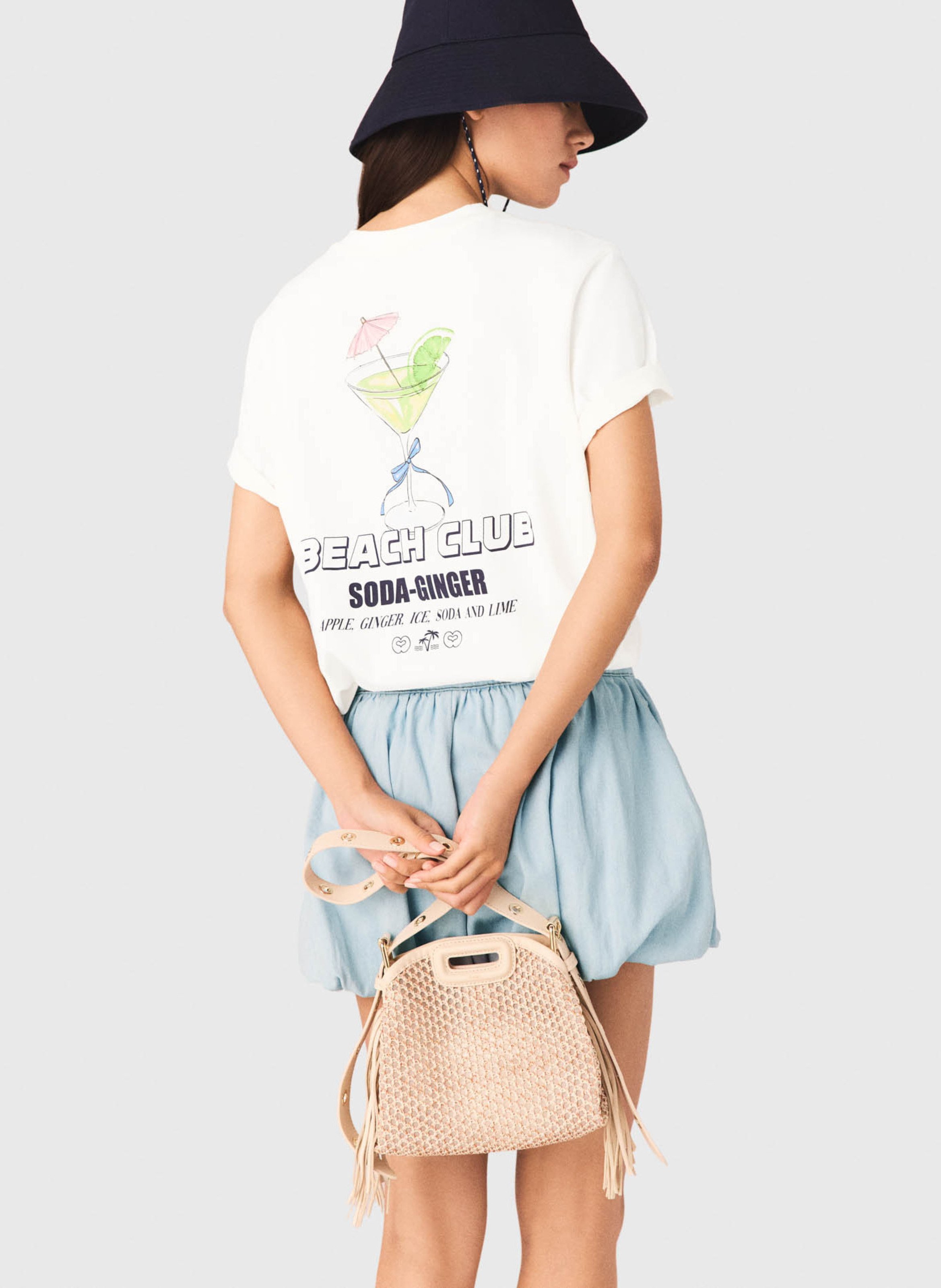 Tee-shirt droit à logo brodé en coton MAJE Blanc