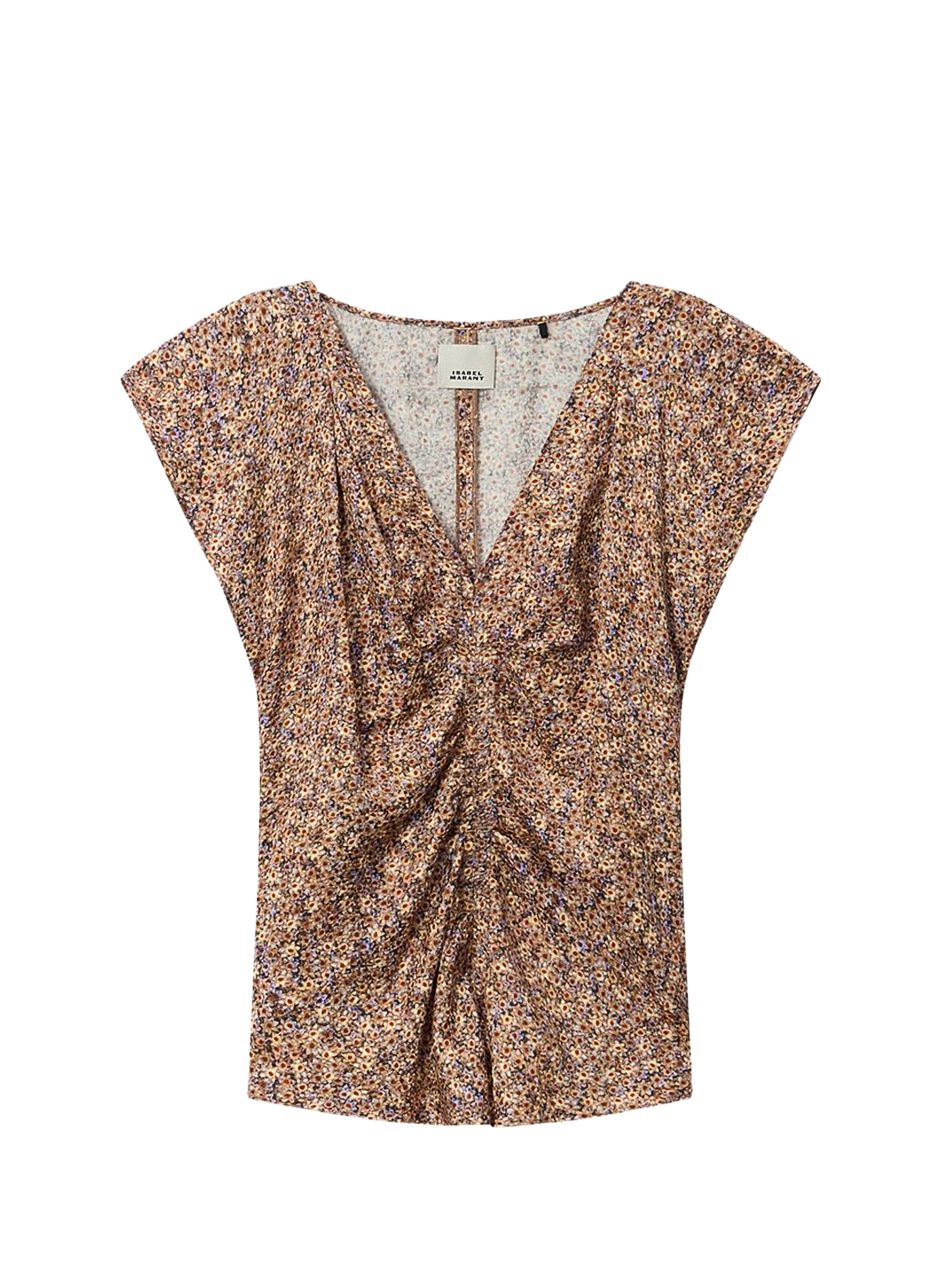 Floral silk jacquard draped top ISABEL MARANT White