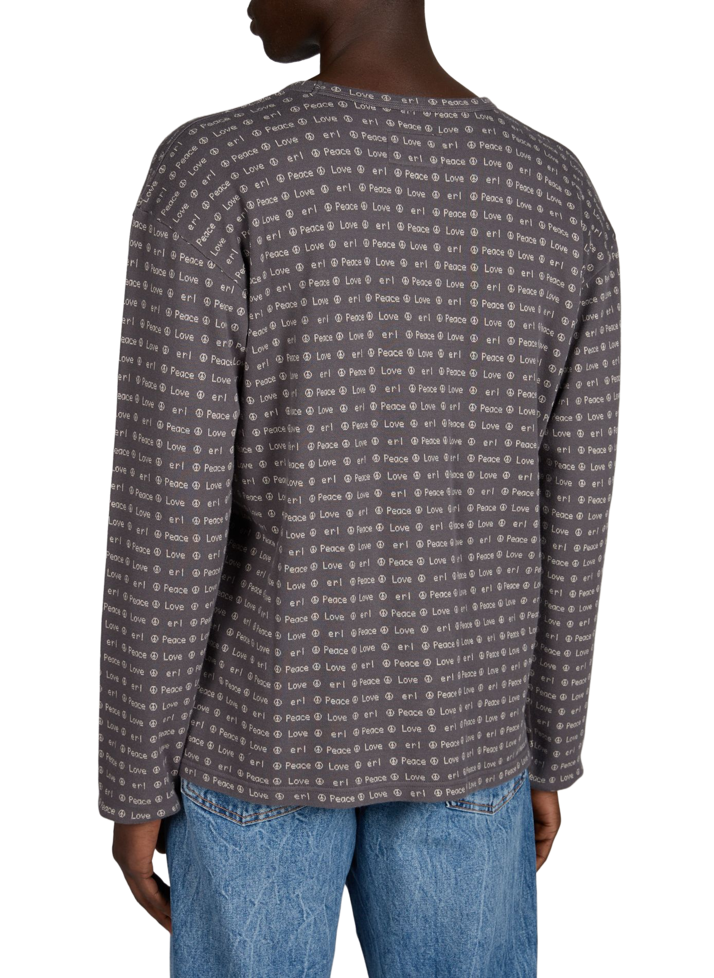 T-shirt imprimé à manches longues en coton ERL Marron