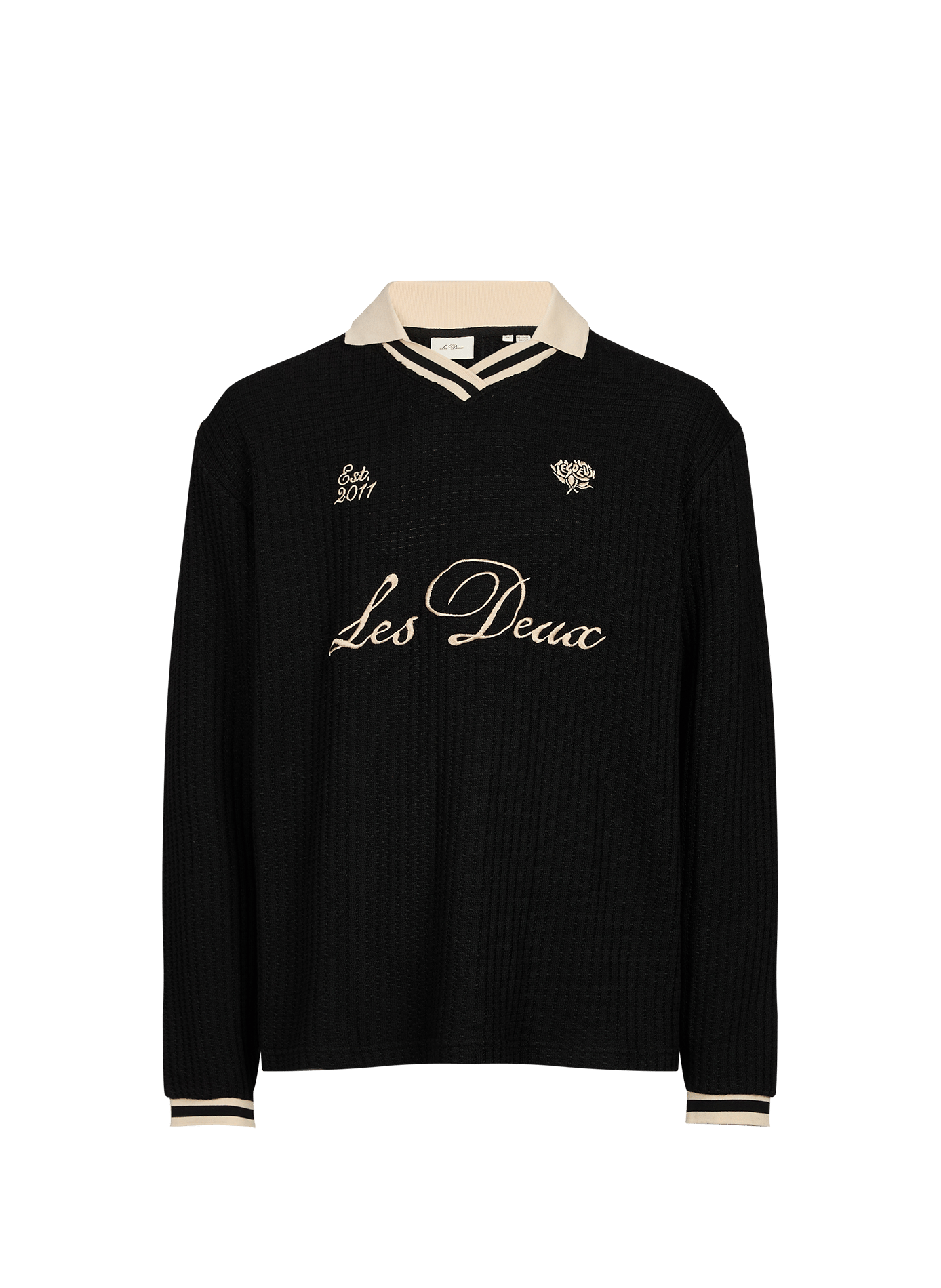 Embroidered polo in knitted blend of cotton LES DEUX Black