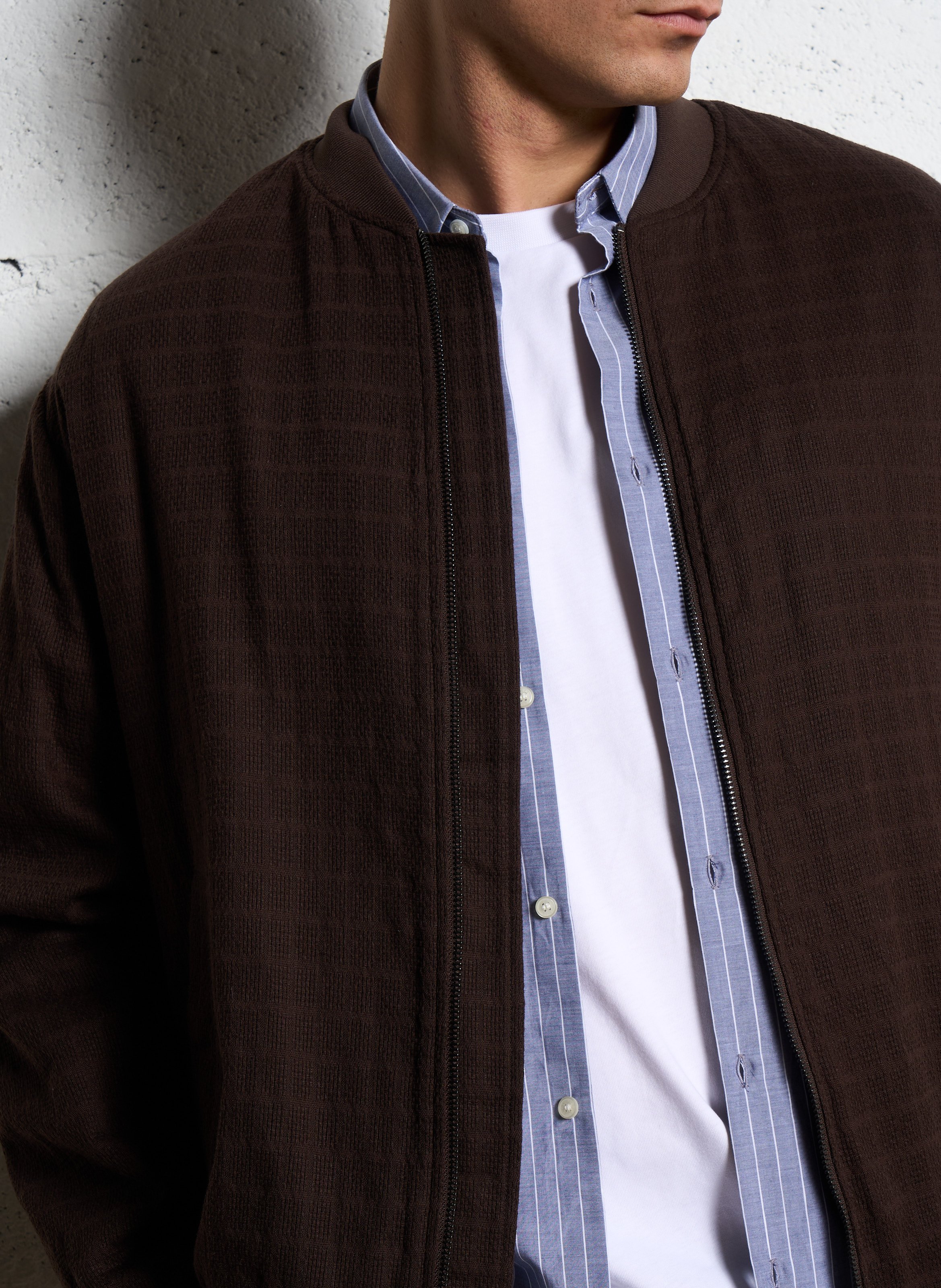 Blouson col rond en coton mélangé IKKS Marron