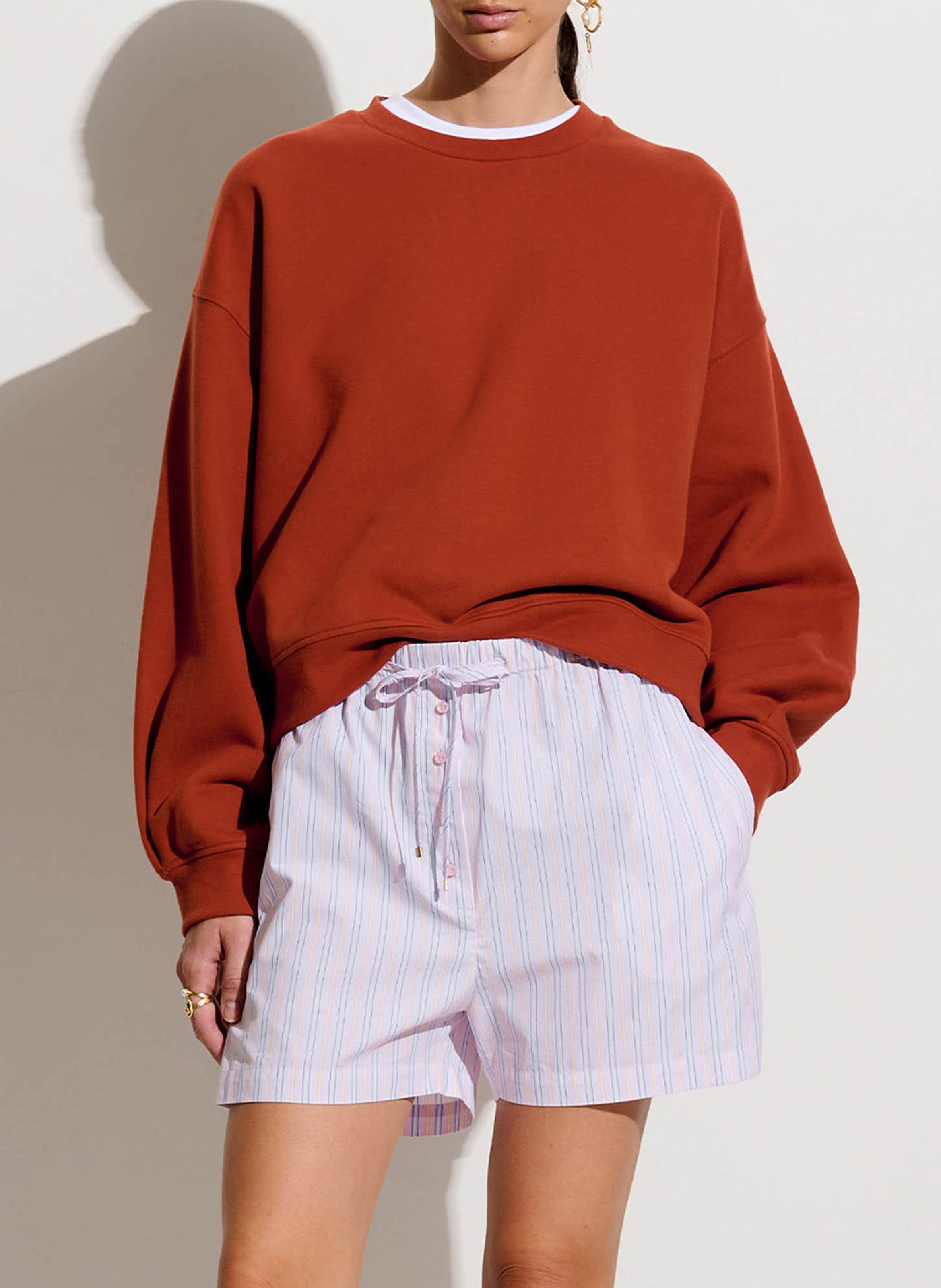 Sweat col rond en coton inea SESSUN Rouge