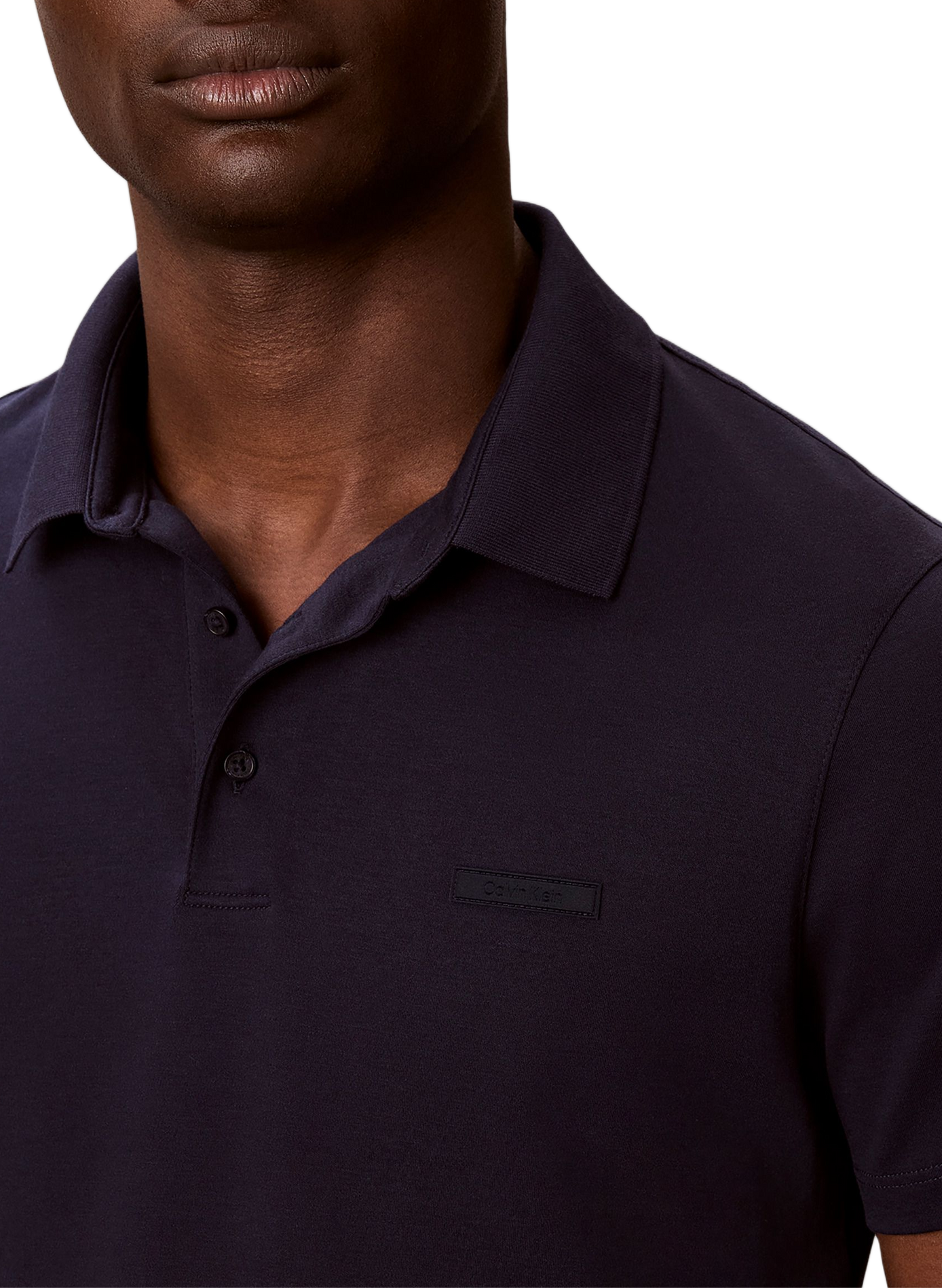 Solid polo shirt with embroidered logo patch in cotton CALVIN KLEIN Blue