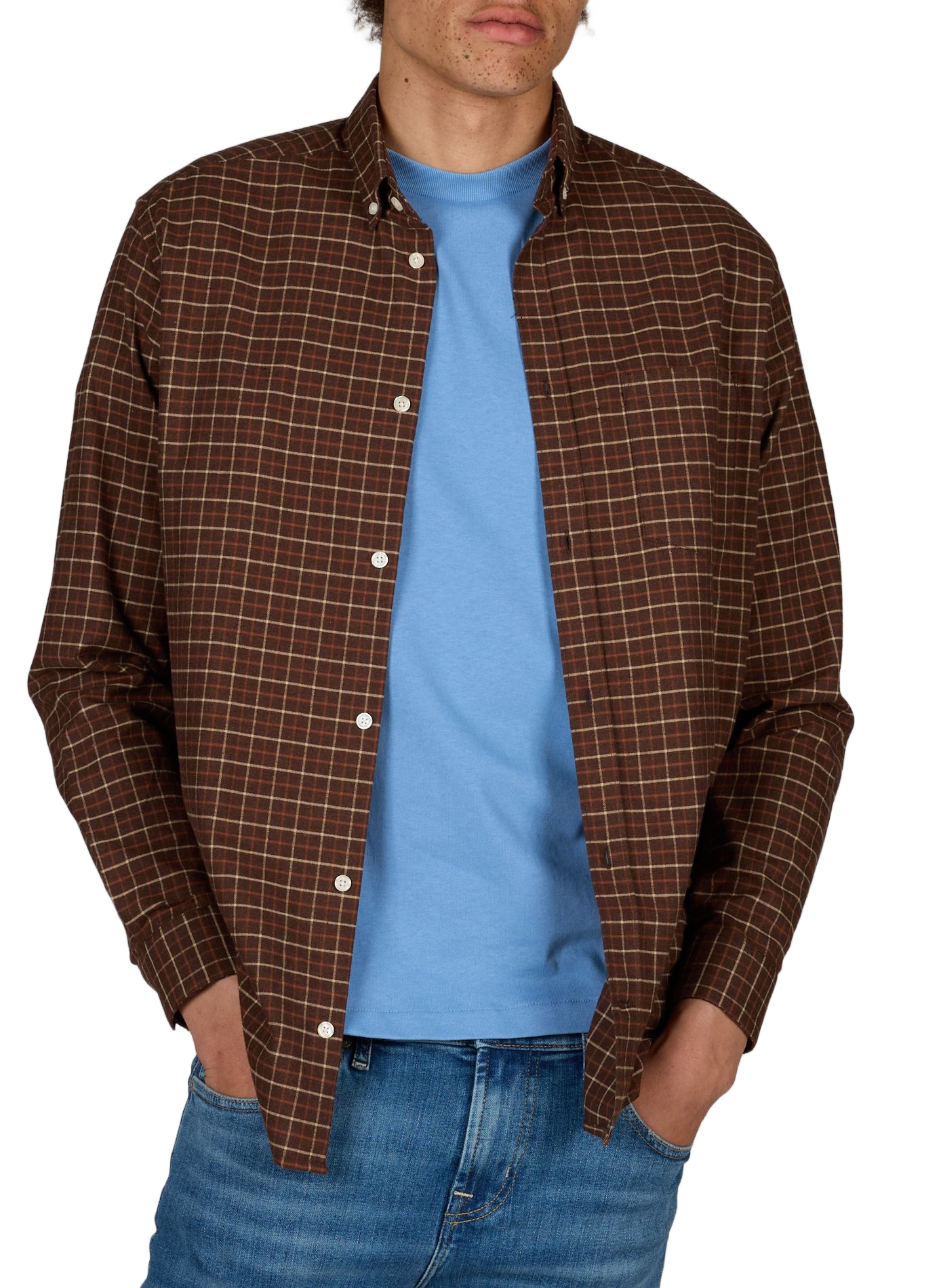Straight cotton polo shirt AU PRINTEMPS PARIS Brown