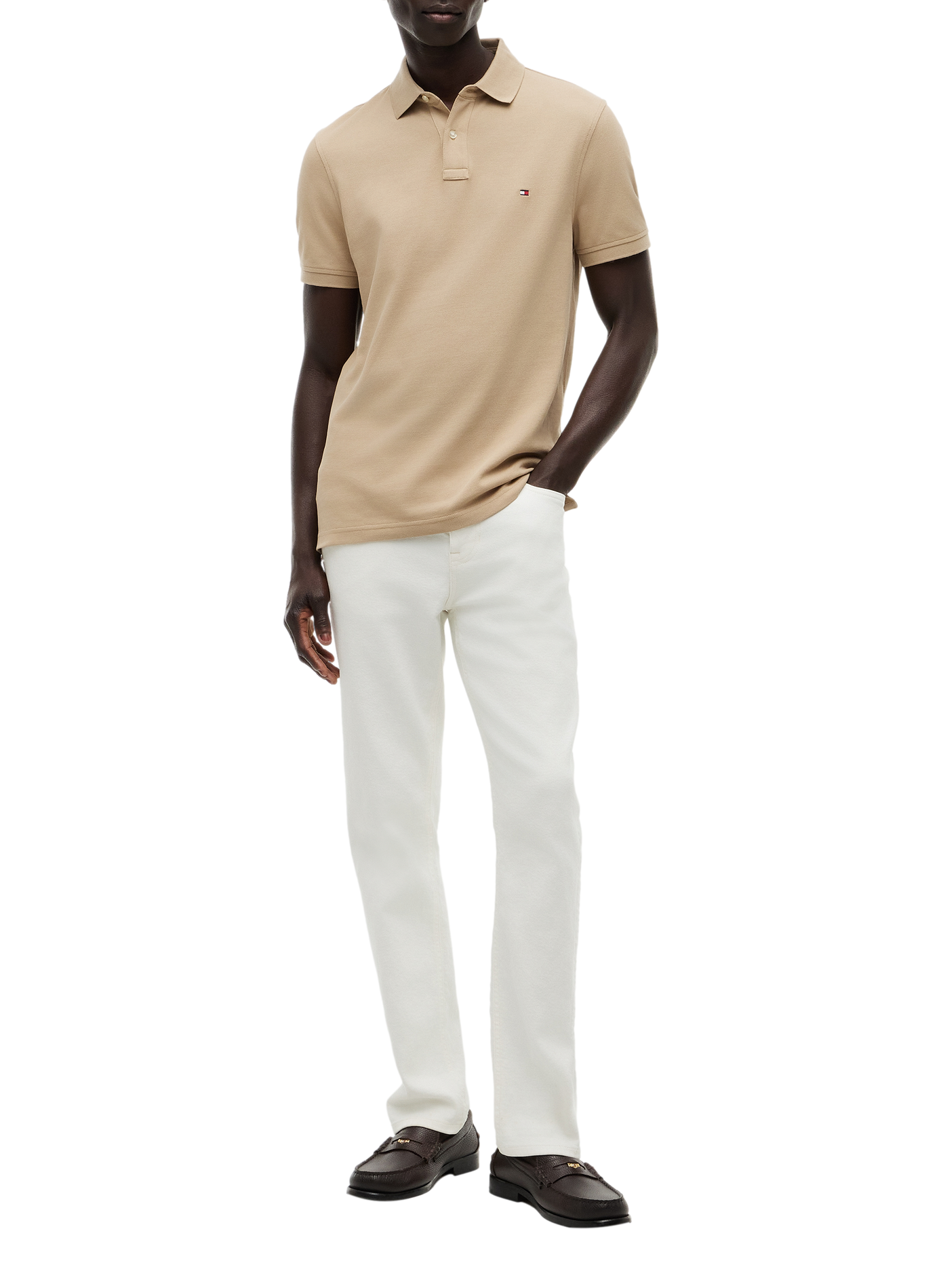Organic cotton piqué polo shirt TOMMY HILFIGER Beige