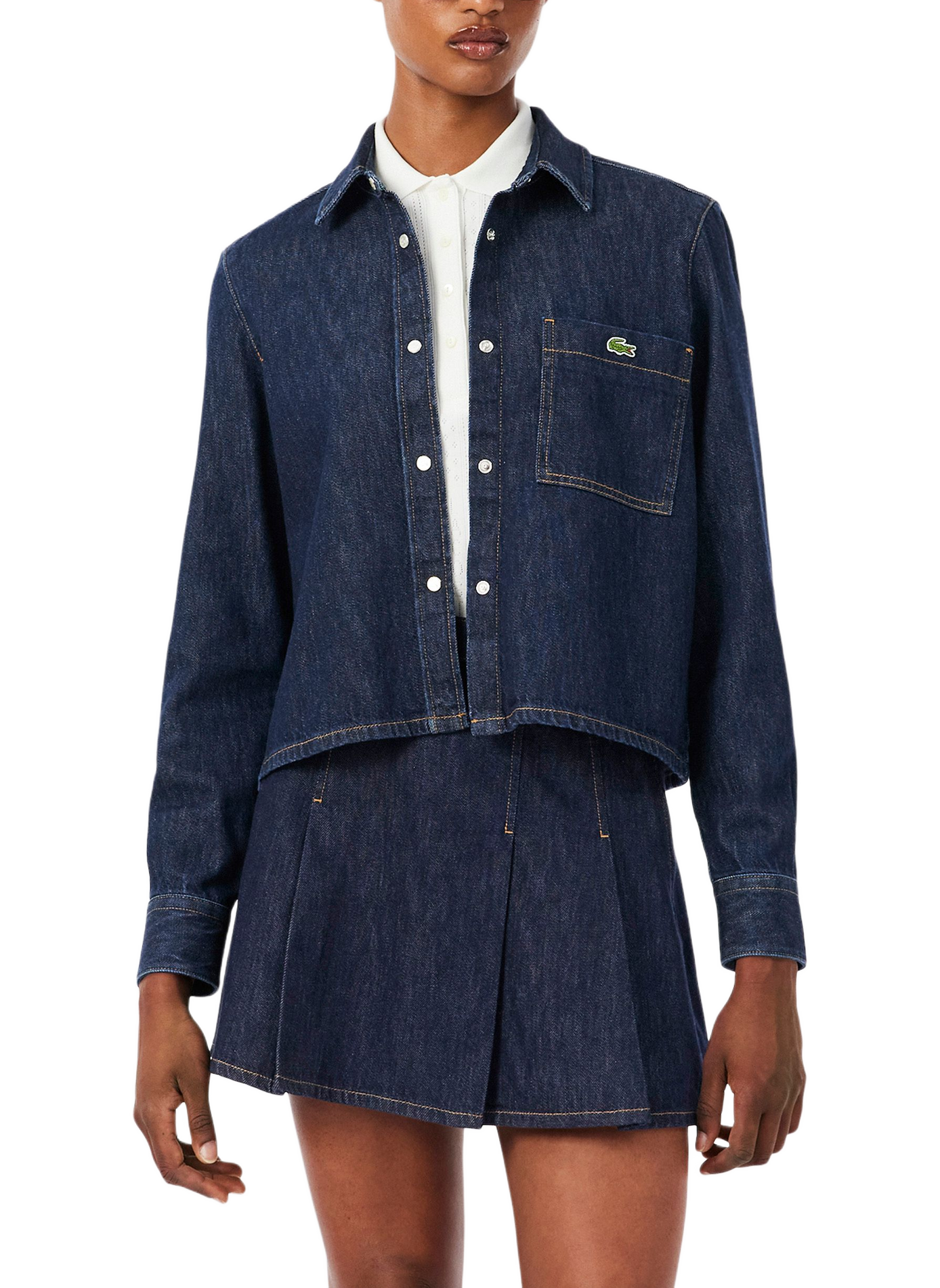 Straight denim shirt with a classic collar in cotton LACOSTE Blue