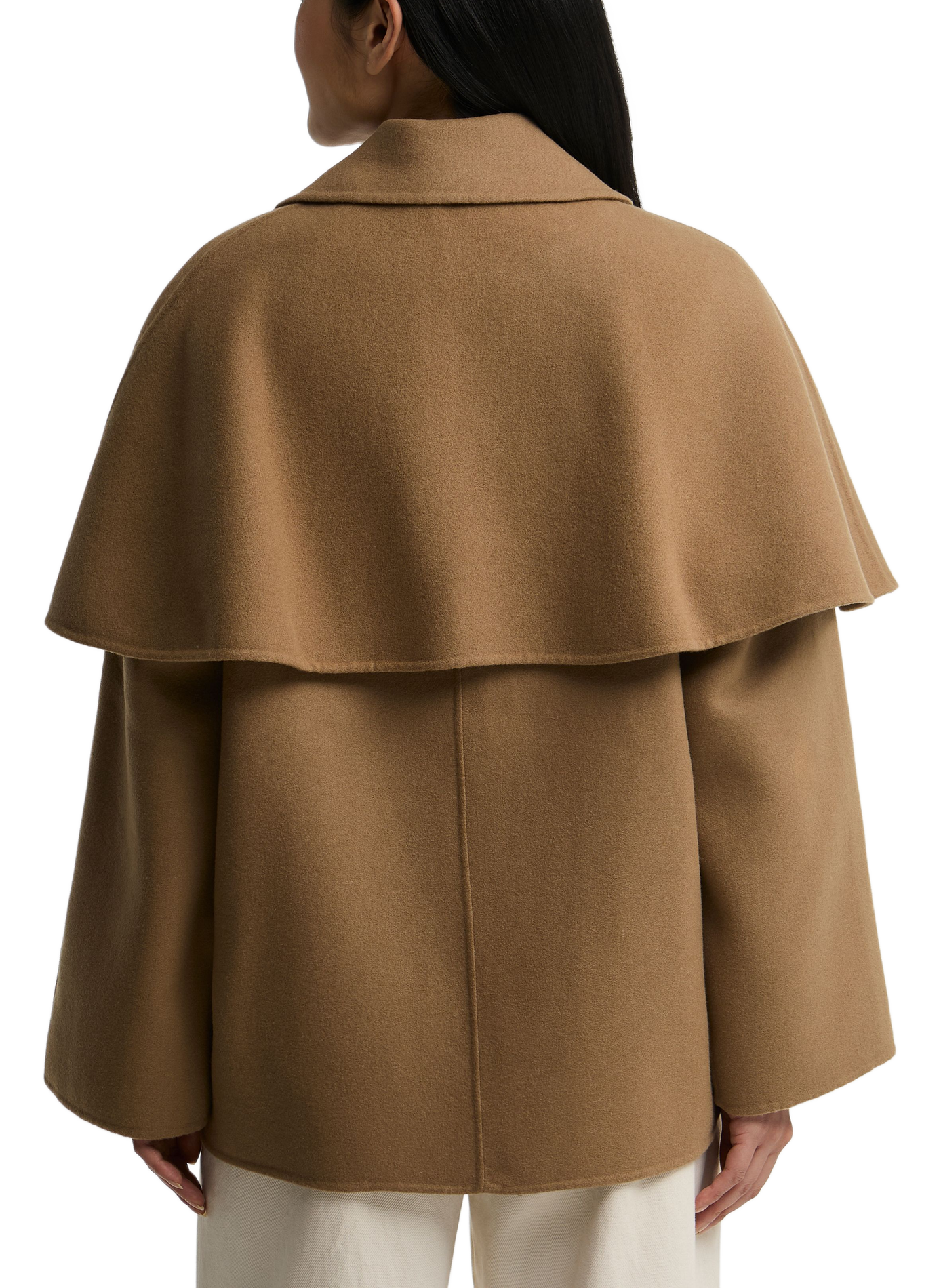 Gerader Mantel mit klassischem Kragen und abnehmbarer Cape aus Wollmischung. BARBOUR Beige