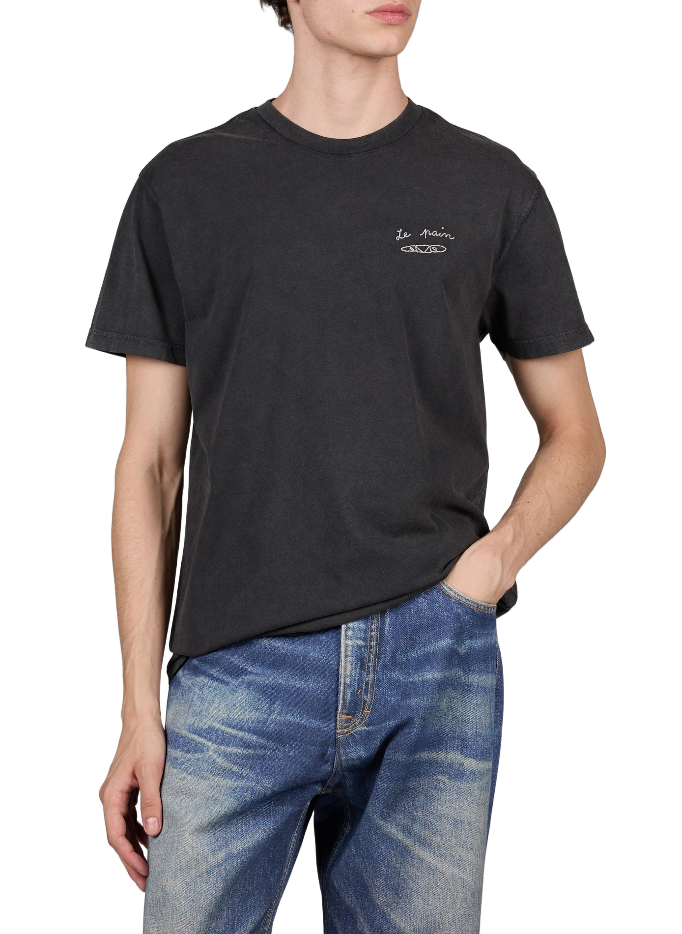 Tee-shirt uni à broderies MAISON LABICHE Noir