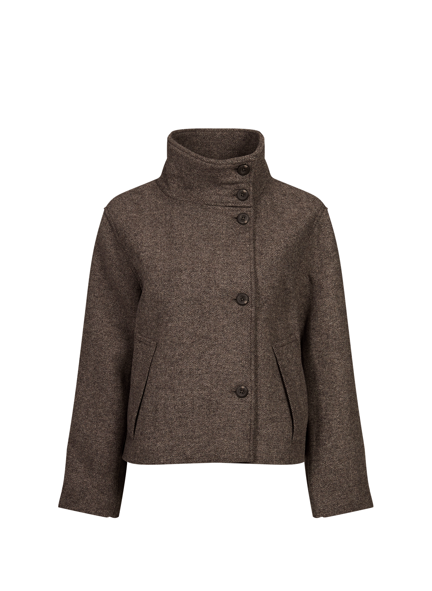 Cappotto con collo alto in misto lana OBJECT Marrone