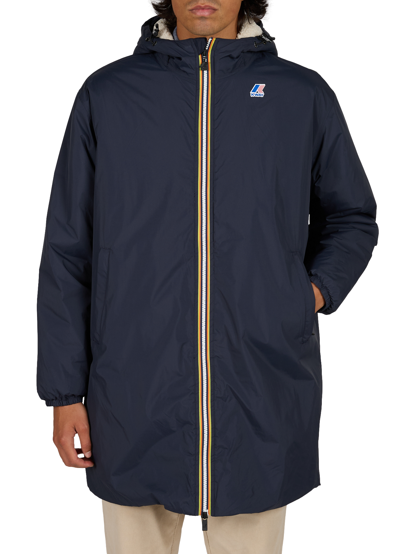 Mid-length hooded jacket K-WAY Blue