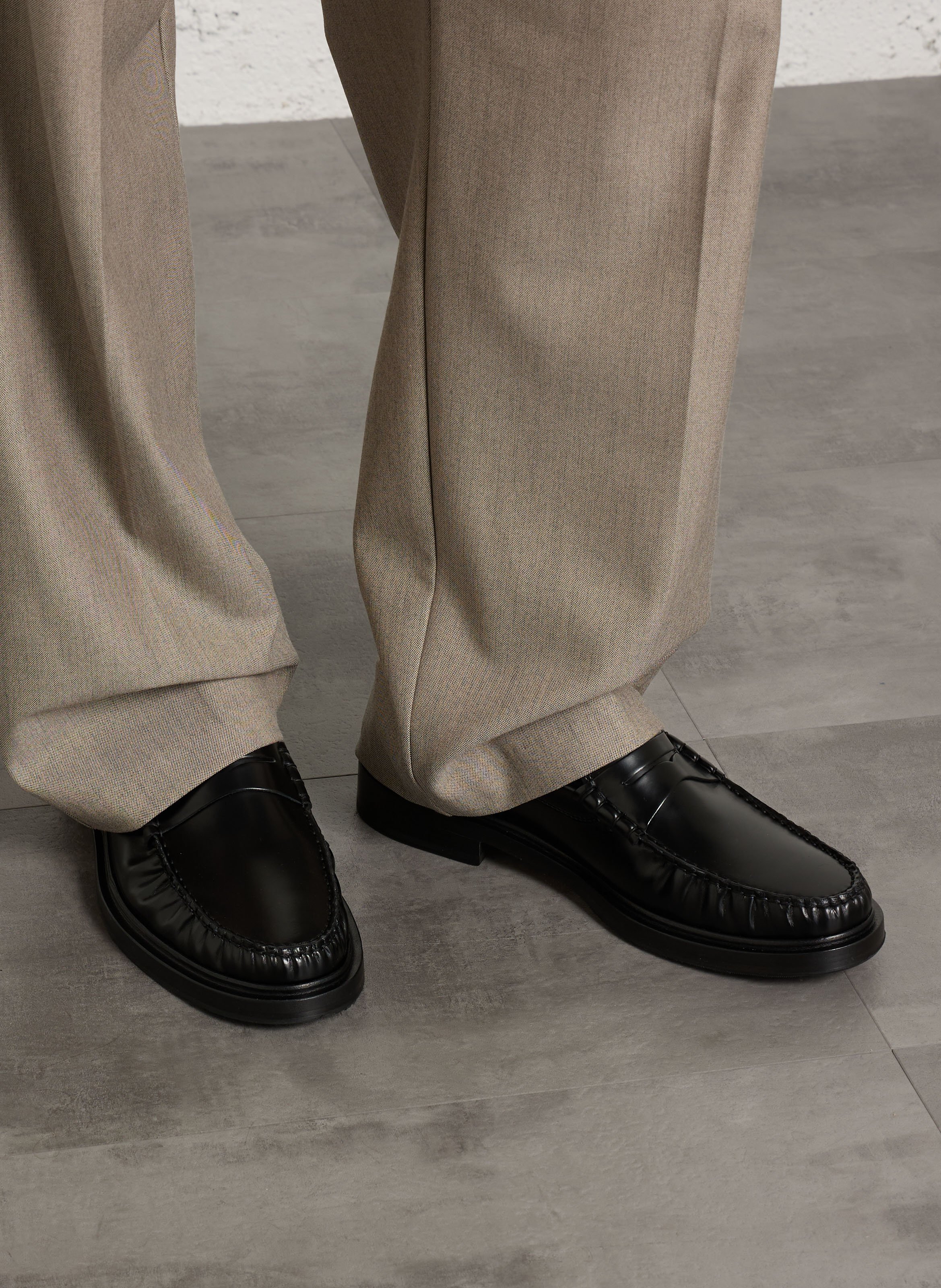 Mocassins plissées en cuir allen BOBBIES Noir