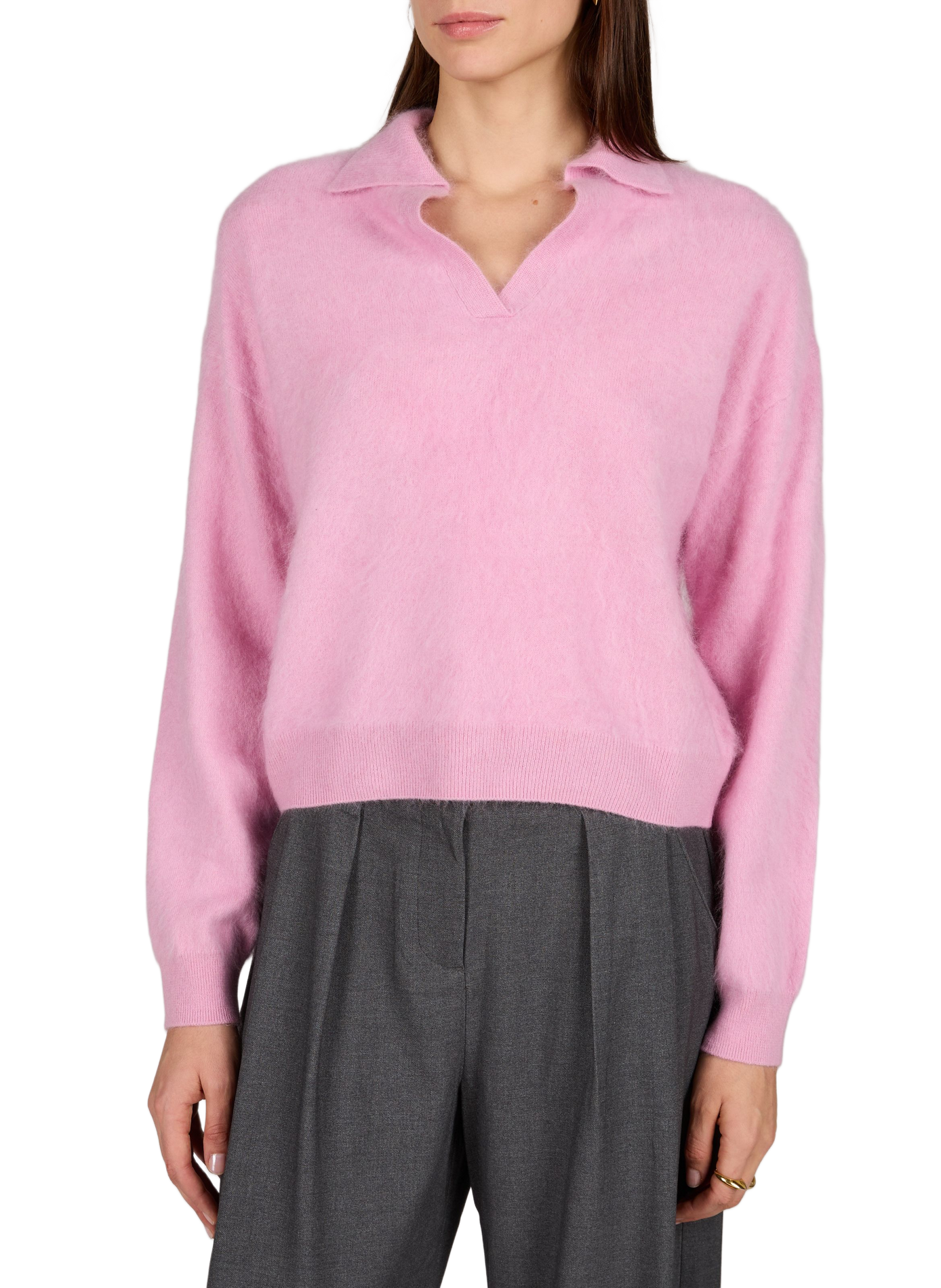 Oversized V-neck jumper in a wool blend SUNCOO Pink