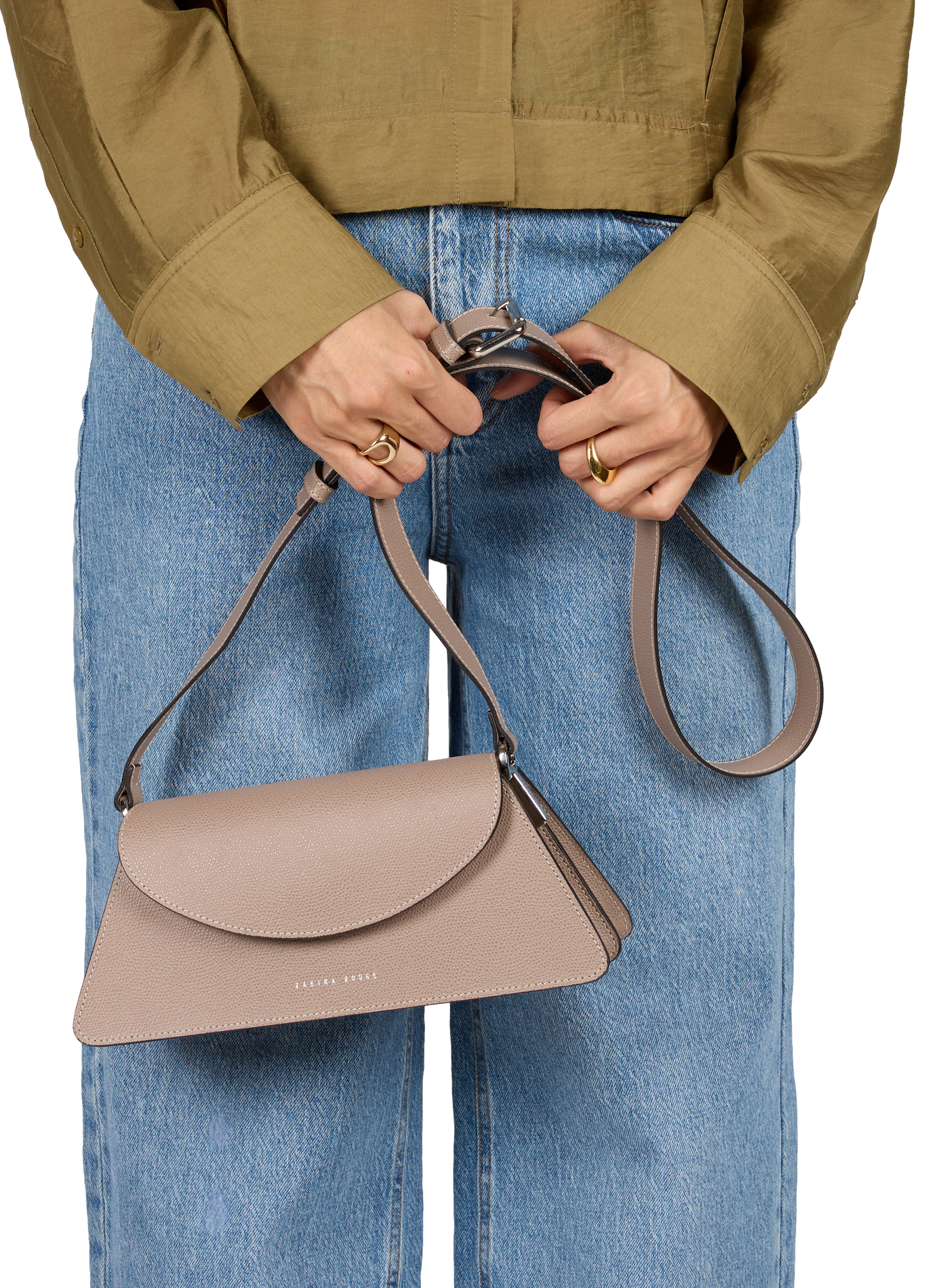 Rosie leather crossbody bag ZARINA ROUGE Beige