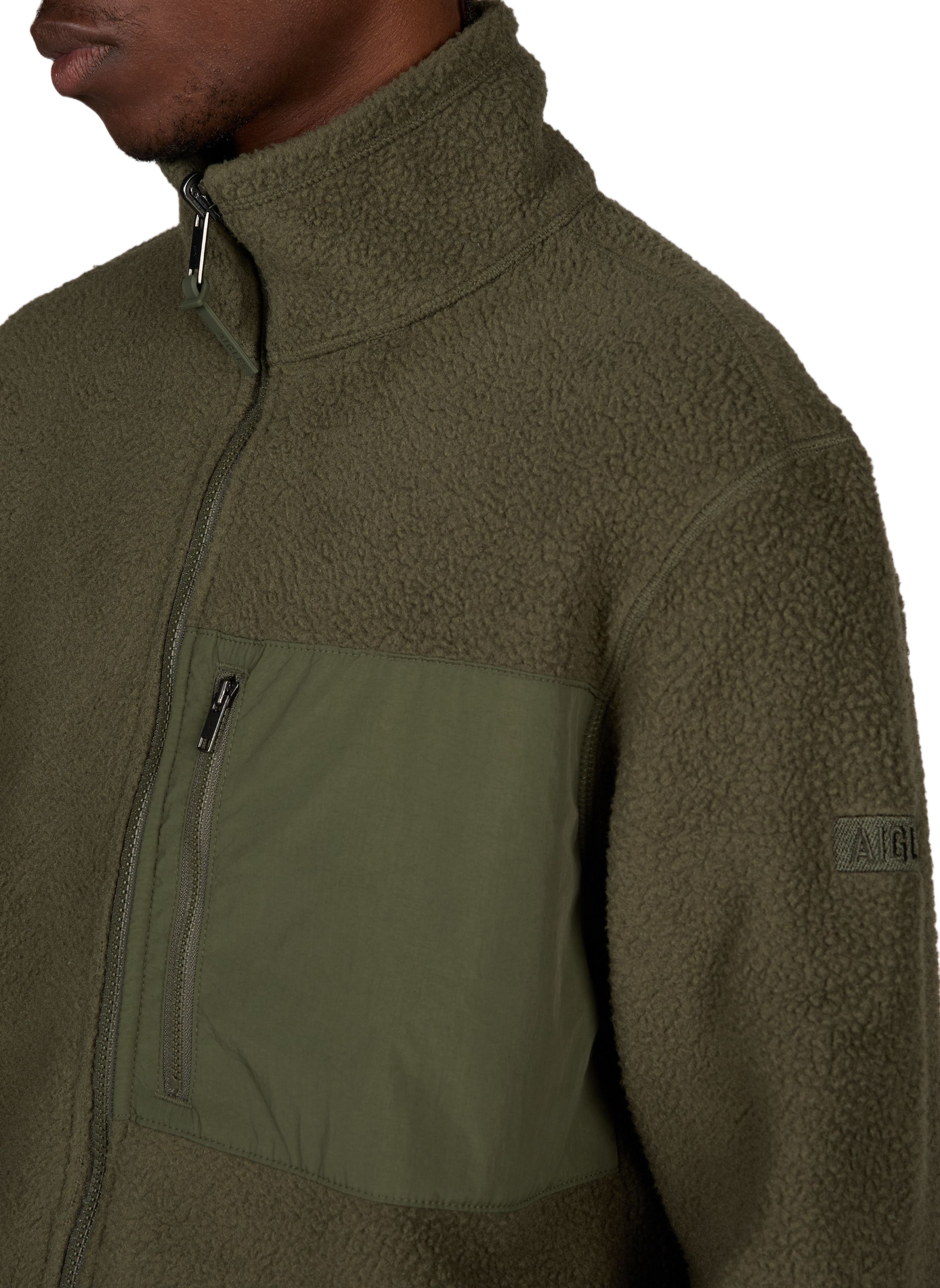 Gerade geschnittene Fleecejacke mit Stehkragen AIGLE Khaki