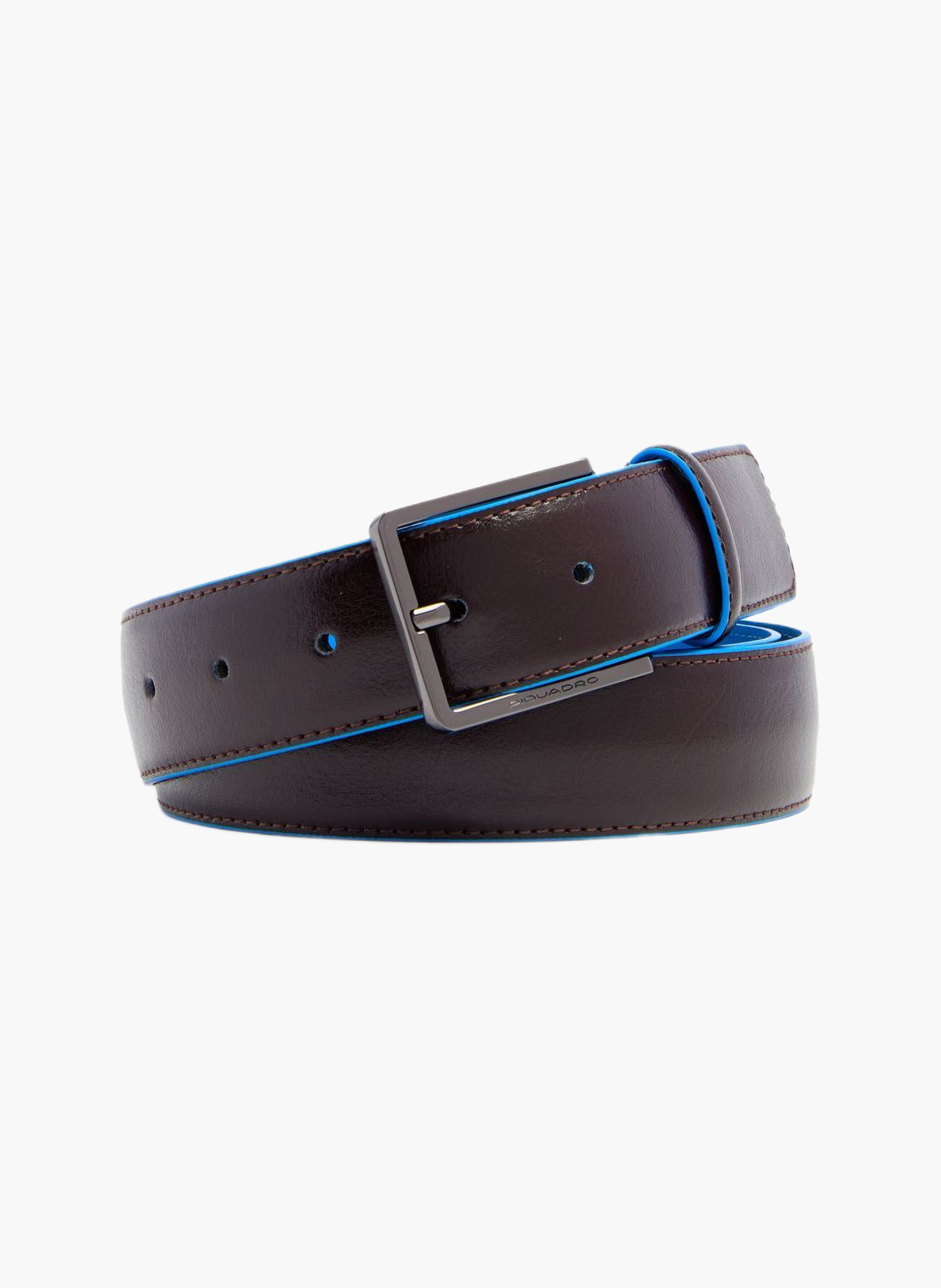 Men's leather belt with prong buckle, made in italy PIQUADRO Brown
