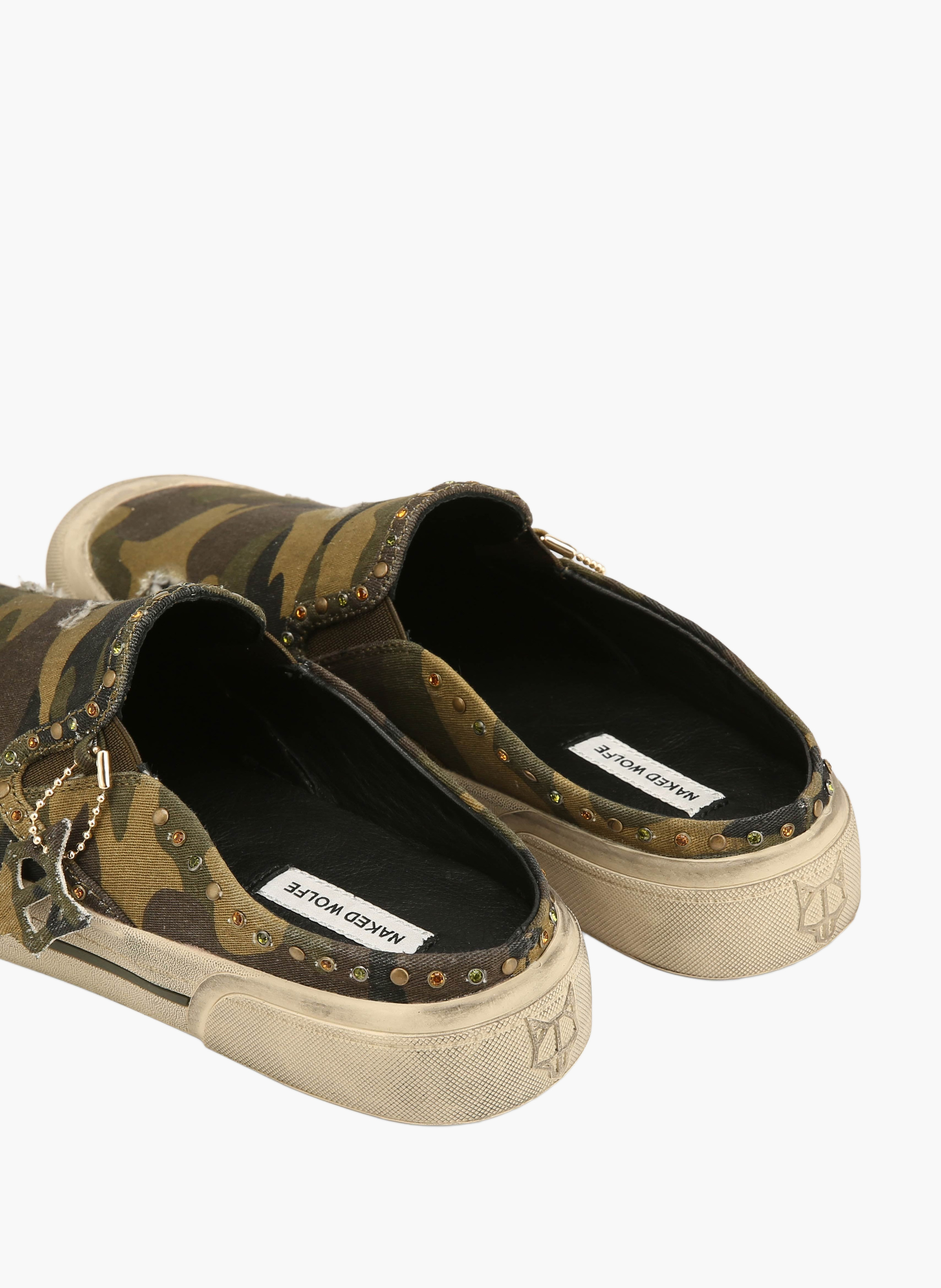 Mules military en toile NAKED WOLFE Vert