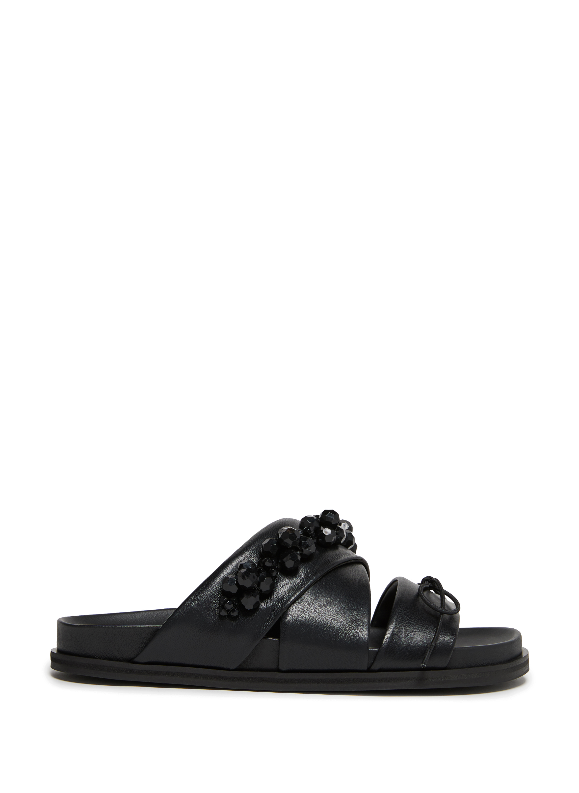 SIMONE ROCHA Mules à strass en cuir Noir