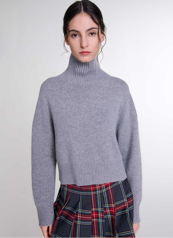 Pull court en cachemire mélangé Gris by MAJE MAJE Pull court en cachemire mélangé Gris