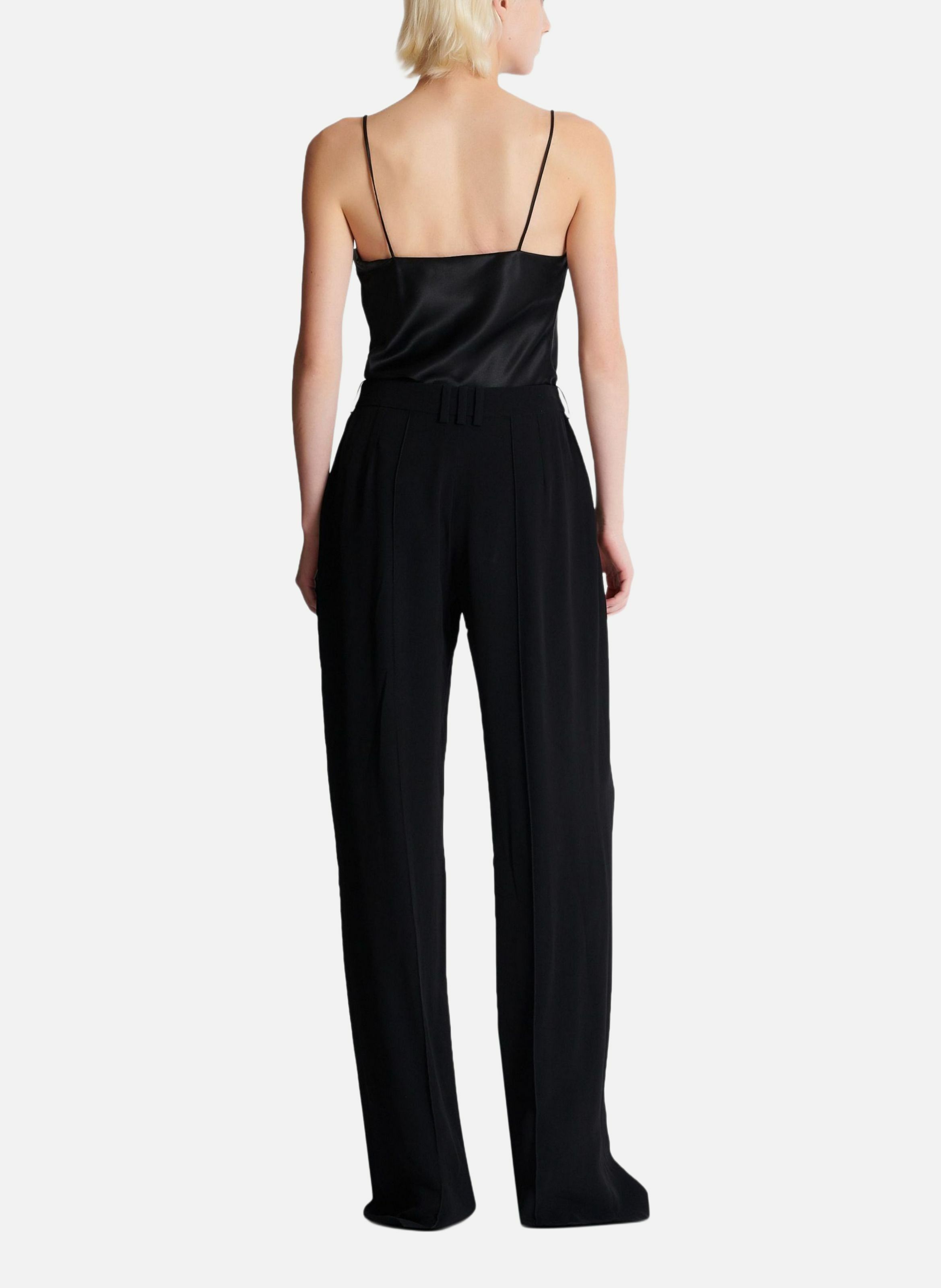 Pantalon tailleur droit en crêpe BALMAIN Noir