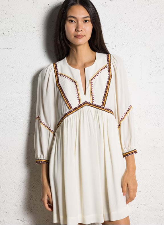 Robe ample encolure v tulsie Blanc by BA&SH BA&SH Robe ample encolure v tulsie Blanc