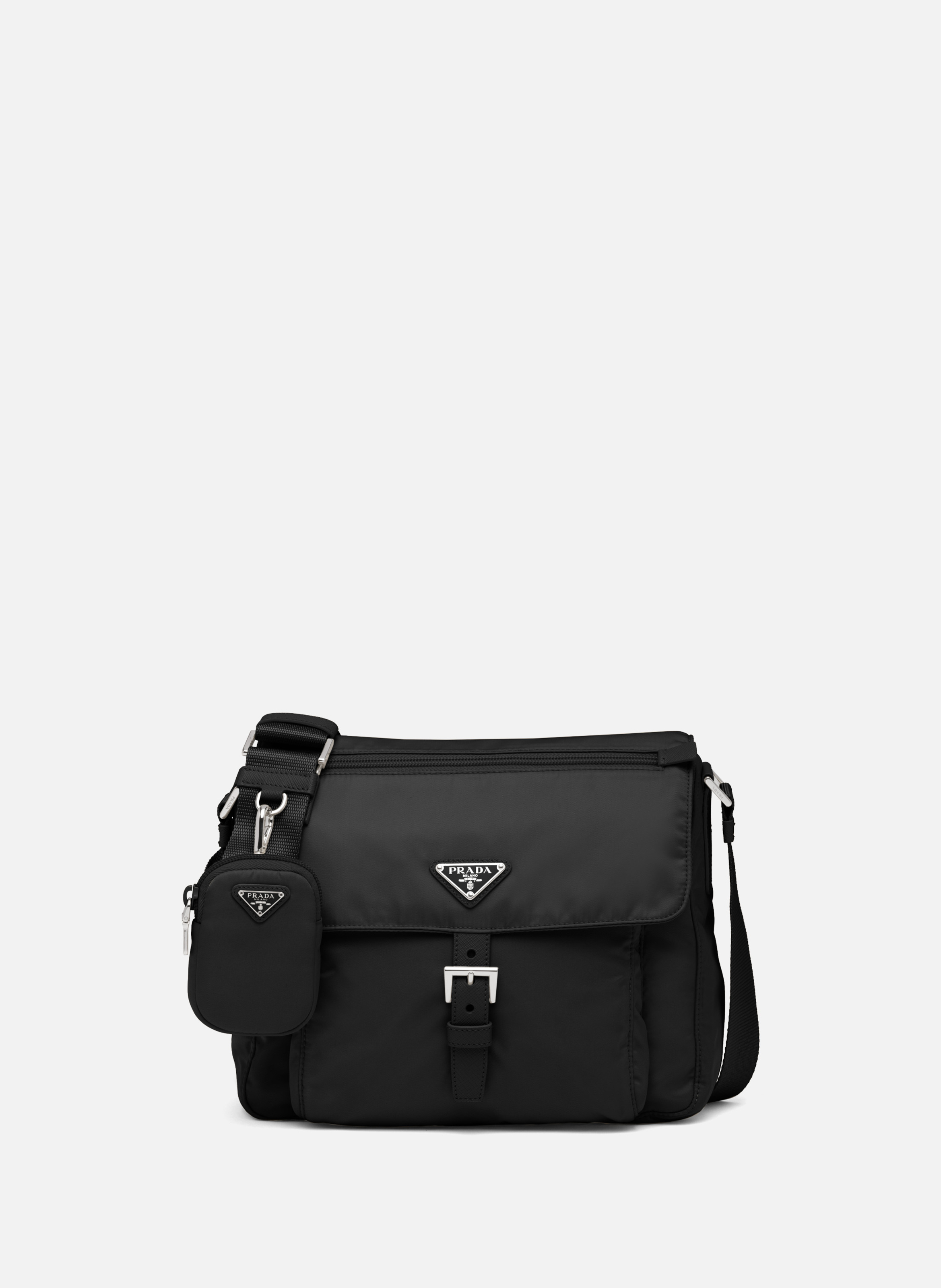 Sac porté épaule en re-nylon PRADA Noir