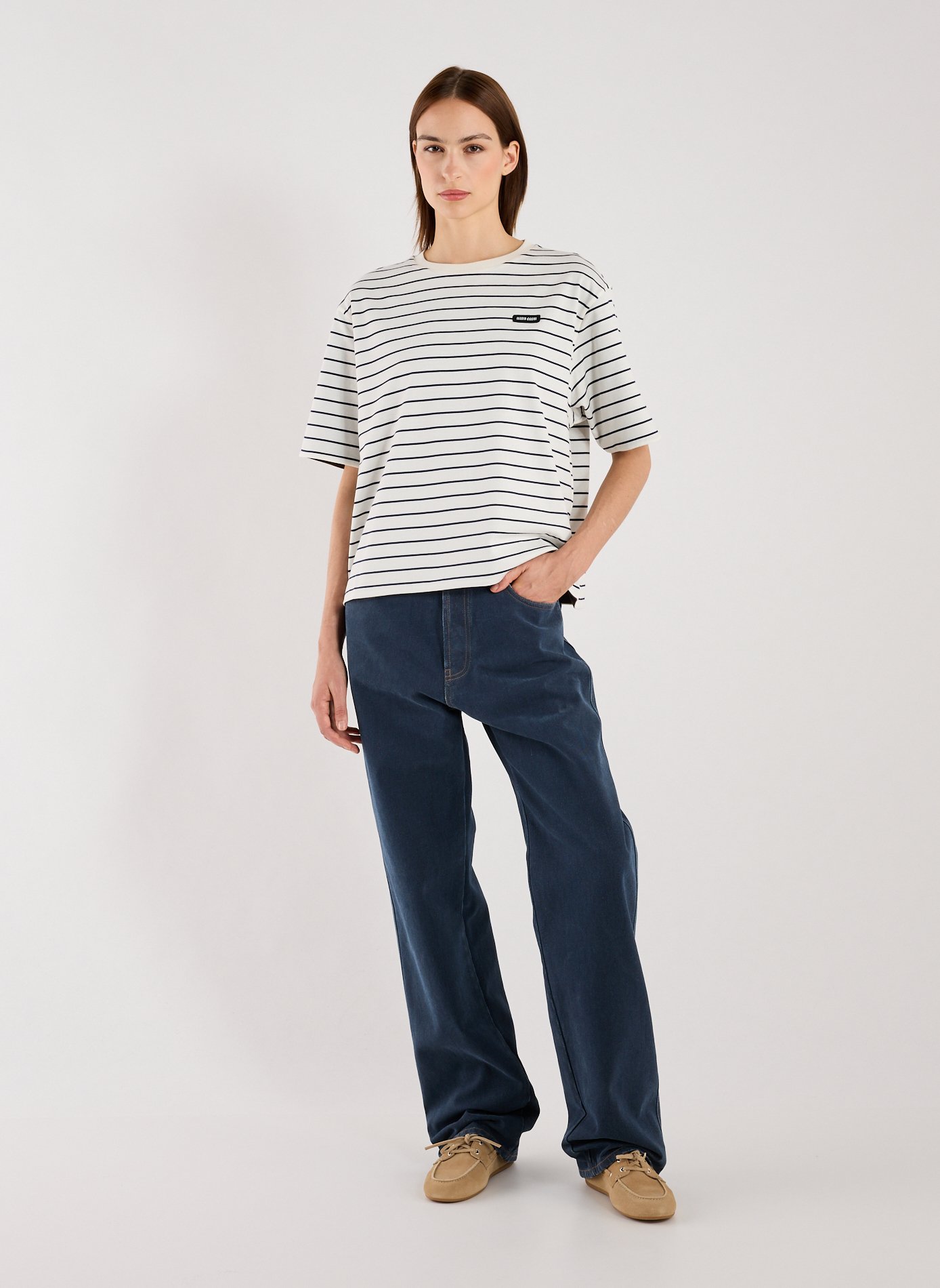 T-shirt à rayures MIU MIU Multicolore