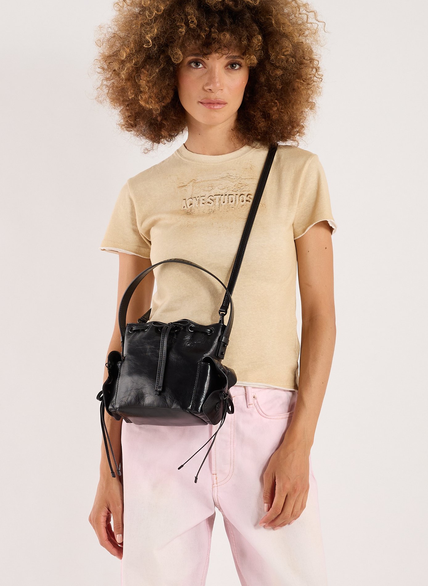 Mini sac seau multi-poches en cuir ACNE STUDIOS Noir