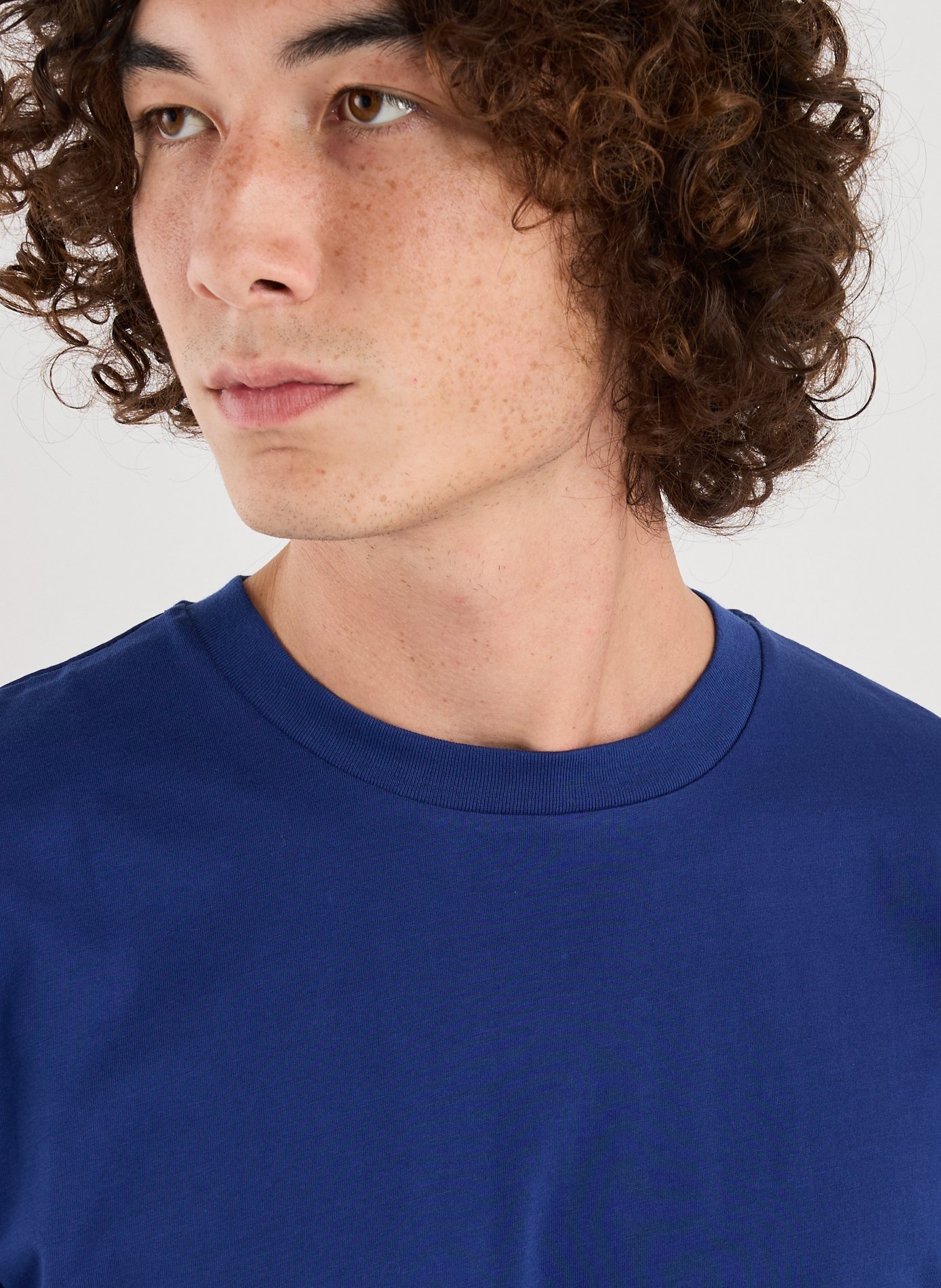 Organic cotton round-neck T-shirt AU PRINTEMPS PARIS Blue