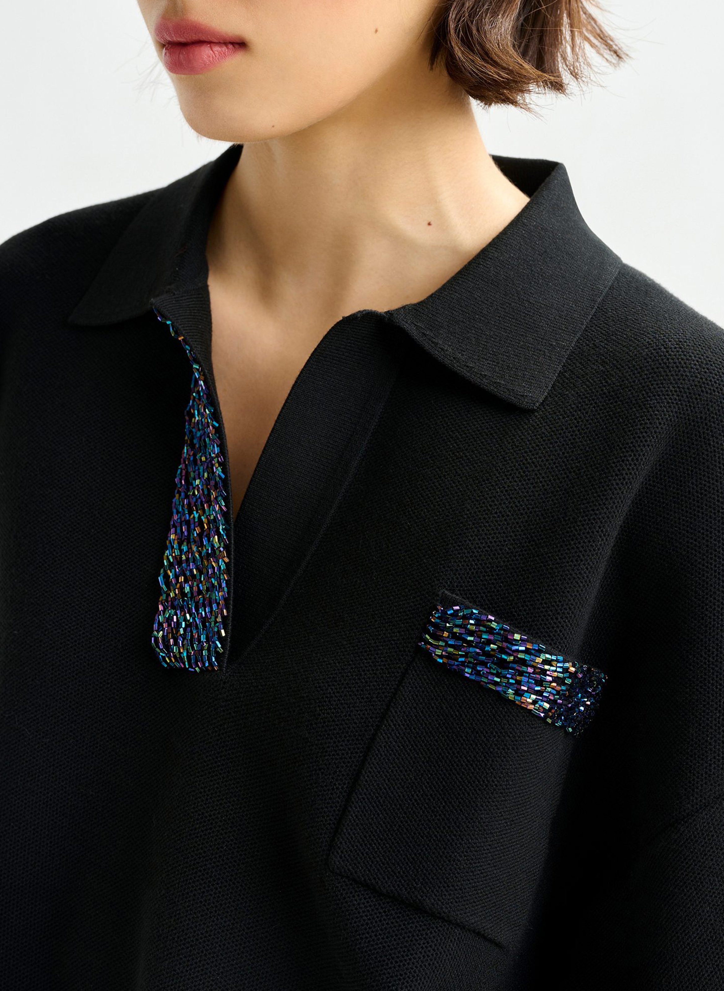 Haut col polo en maille Internationnal ESSENTIEL ANTWERP Noir