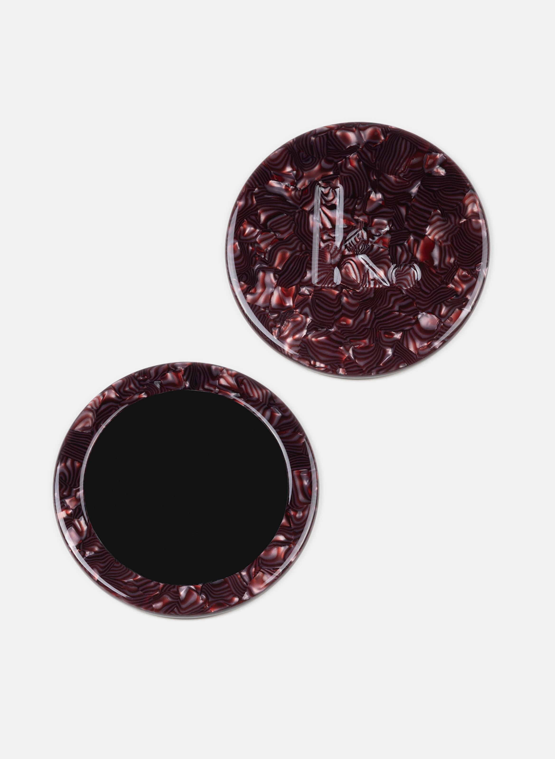 Miroir de poche kagami en acétate de cellulose  Lie de vin