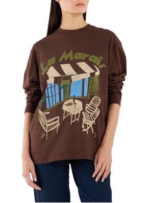 T-shirt manches longues imprimé en coton TOPSHOP T-shirt manches longues imprimé en coton TOPSHOP