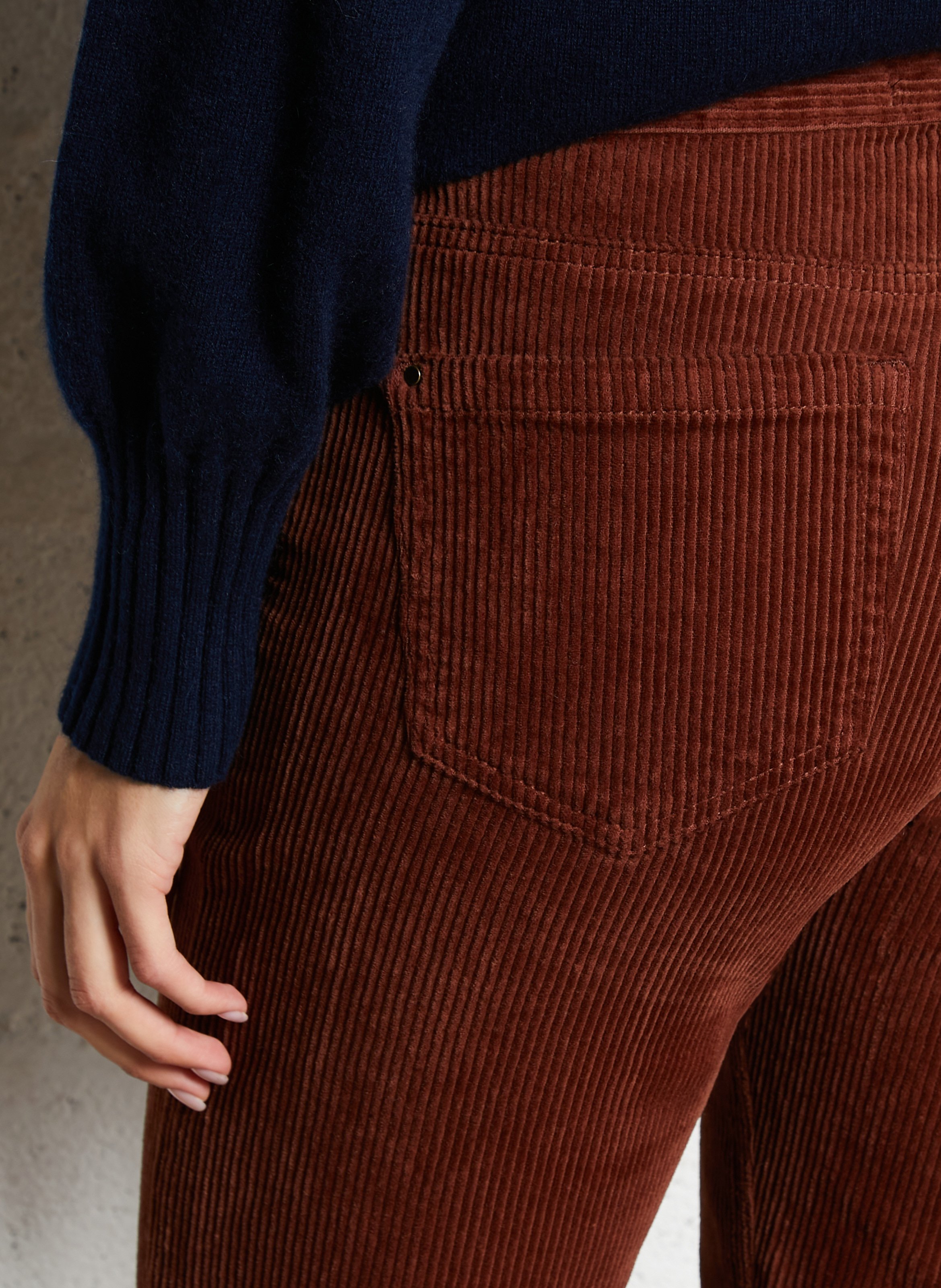 Pantalon droit en velours côtelé de coton gaby MAISON 123 Rouge