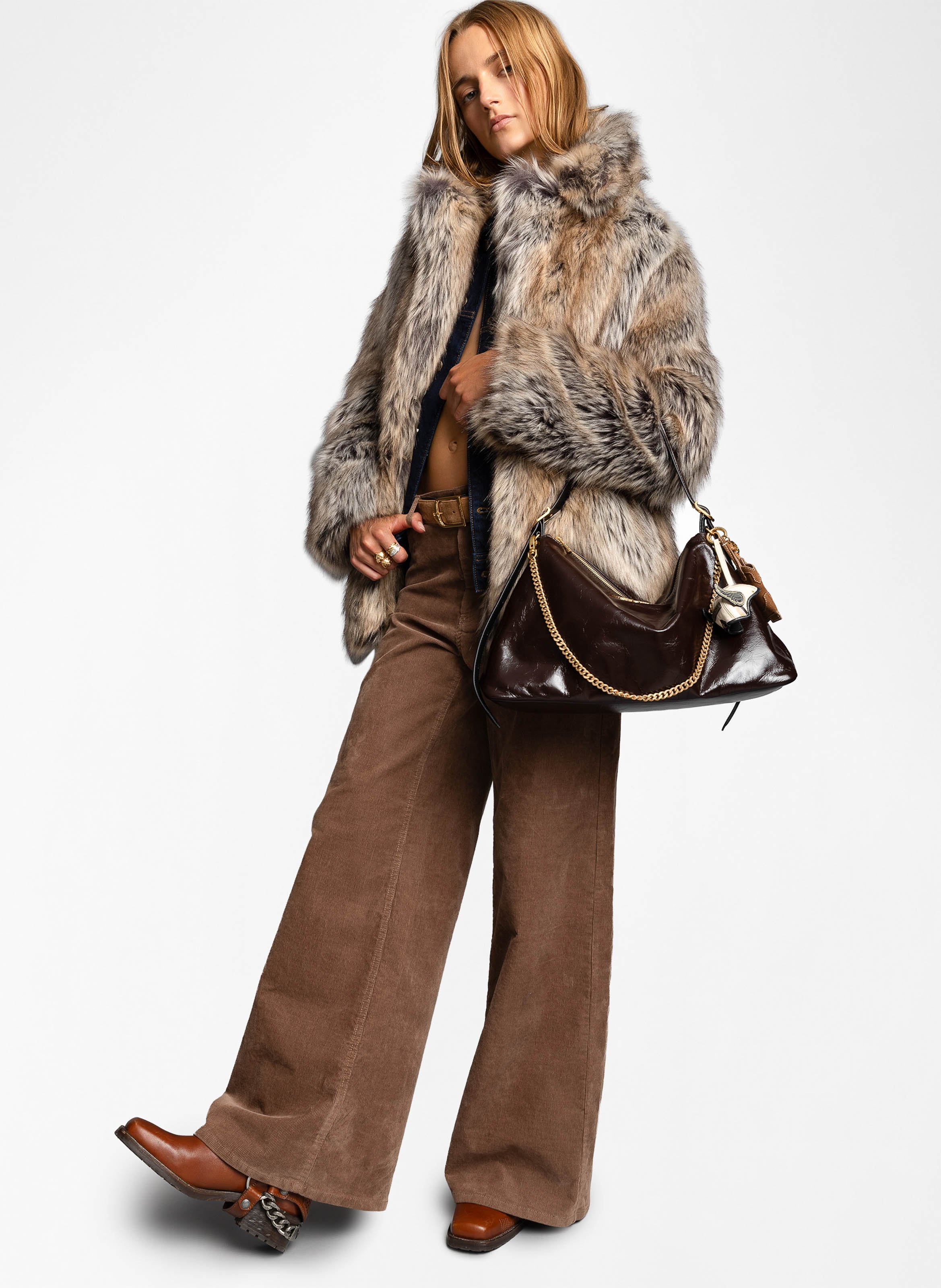 Sac porté épaule en cuir vieilli jim ZADIG&VOLTAIRE Marron