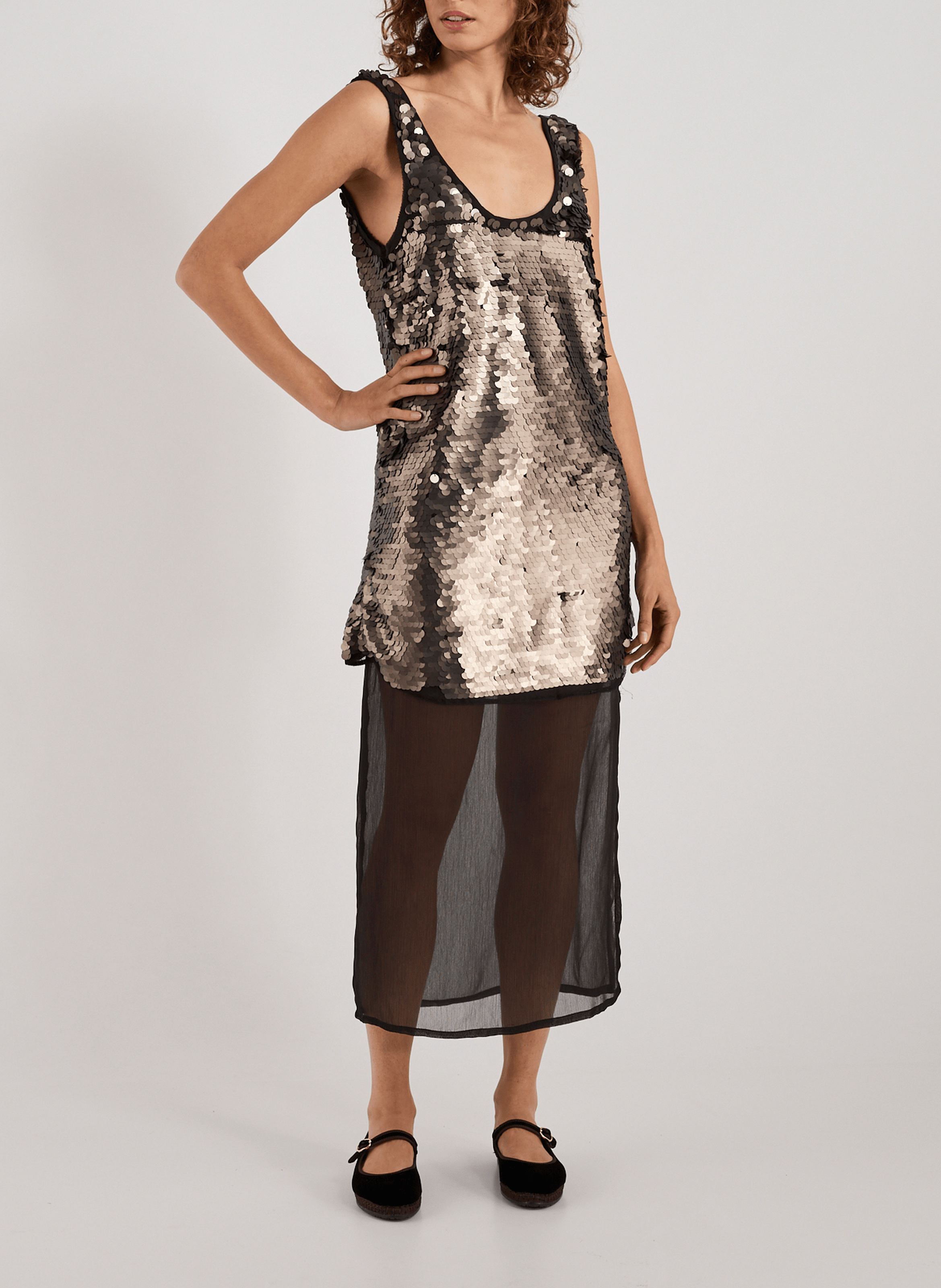 Robe midi à sequins TOPSHOP Argent