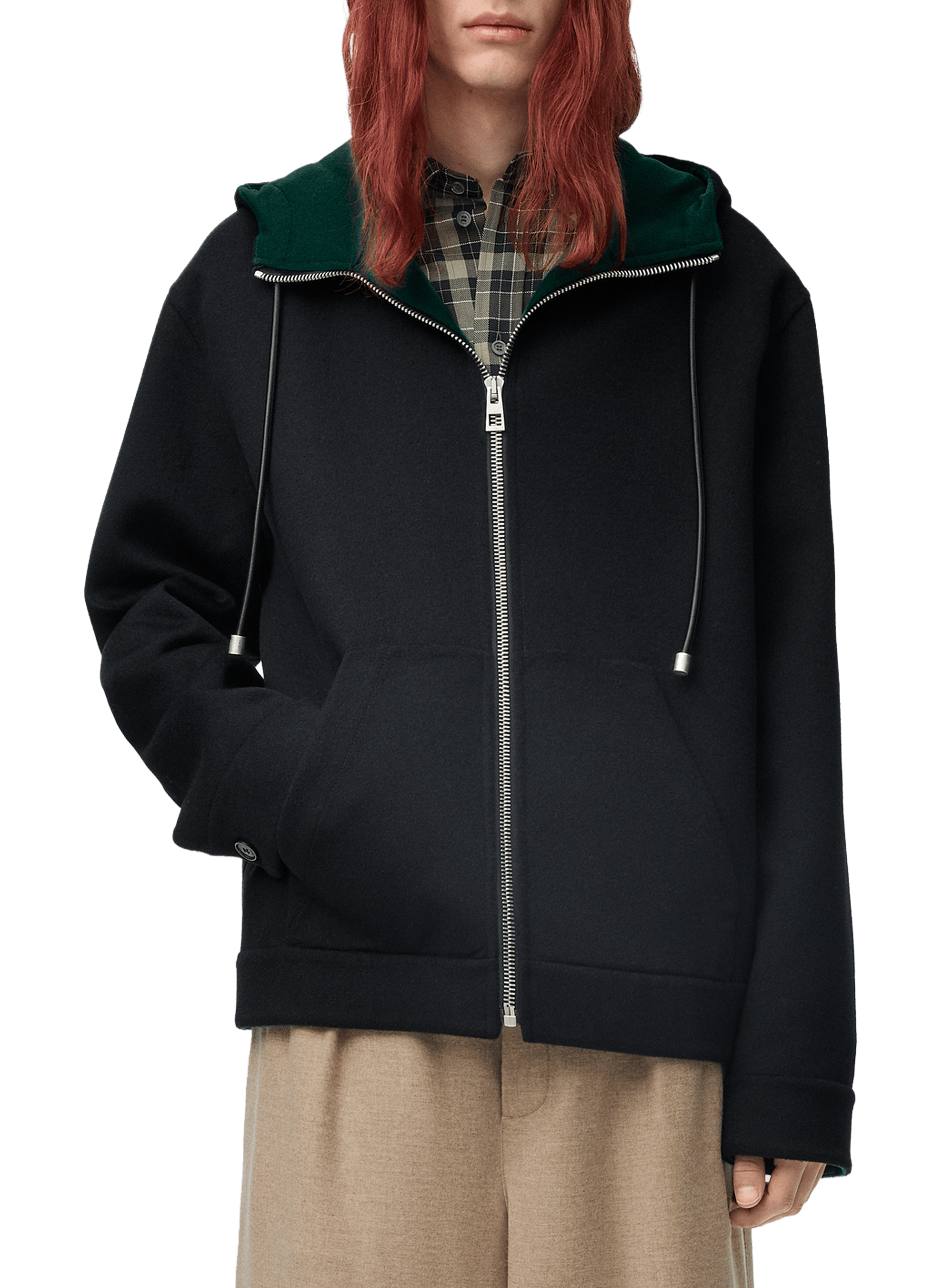 LOEWE Veste à capuche en cachemire, laine et cuir Multicolore