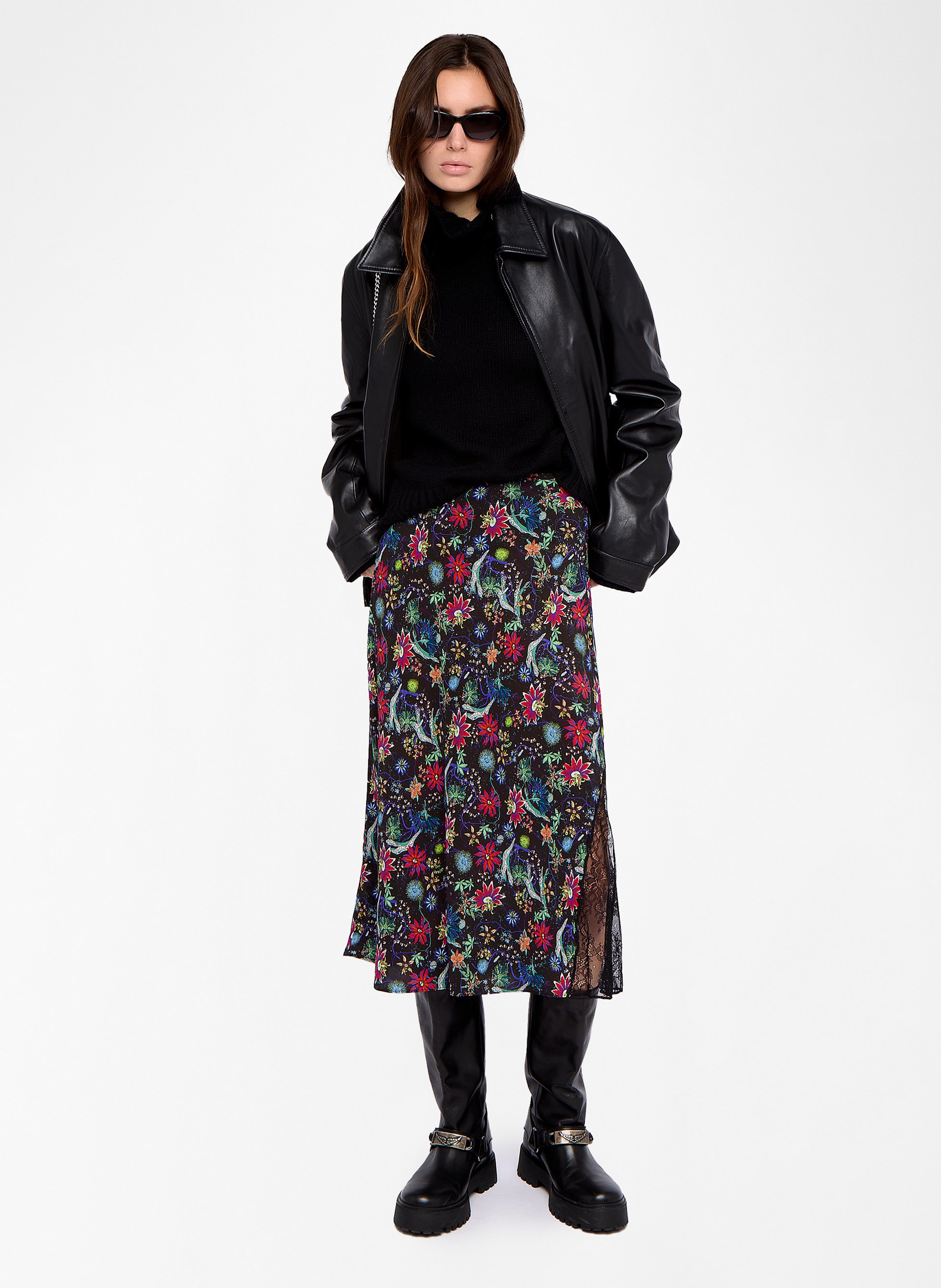 Jupe midi fluide fendue imprimée jayla ZADIG&VOLTAIRE Bleu