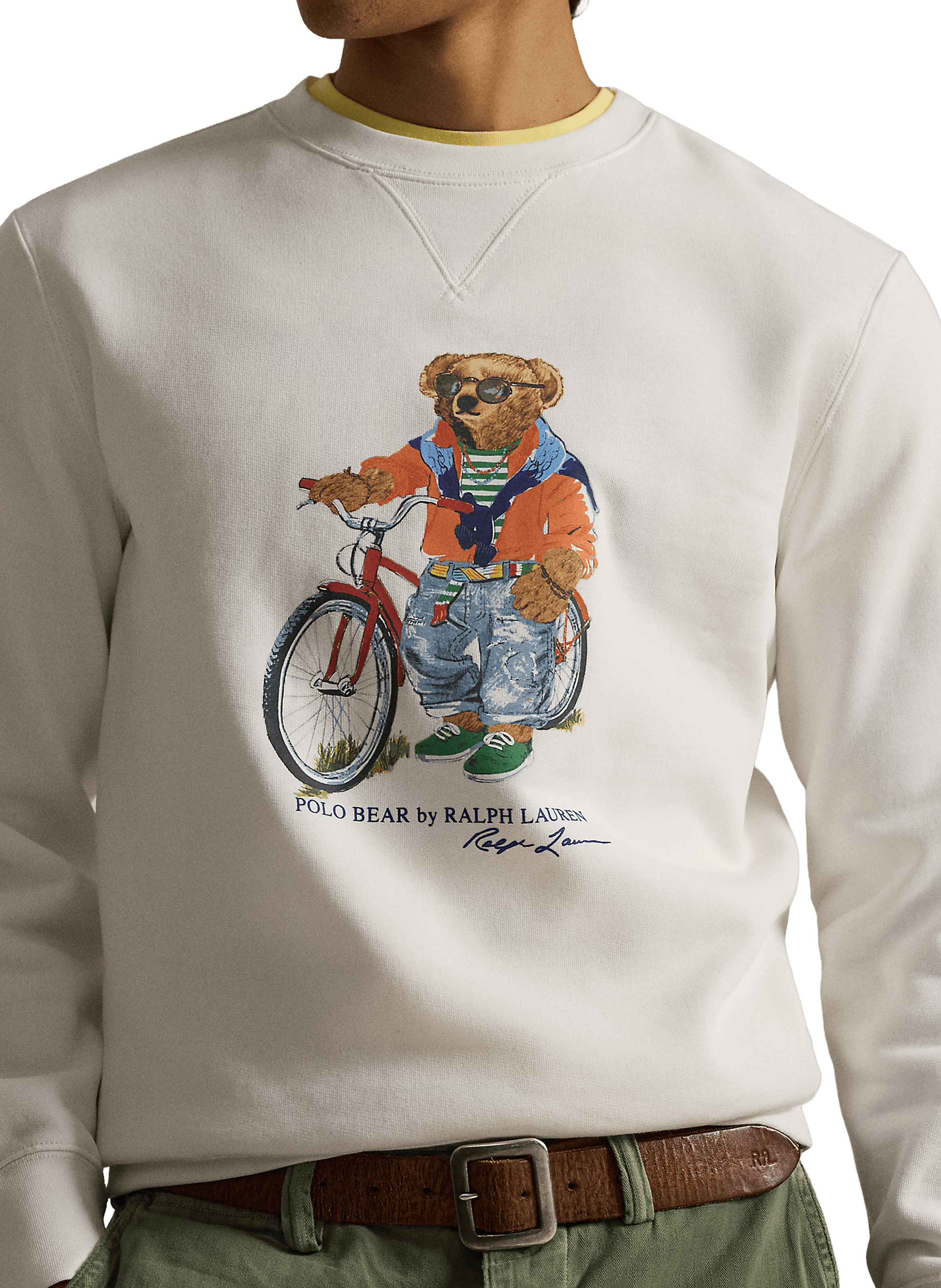 Sweat imprimé à col rond en coton mélangé POLO RALPH LAUREN White