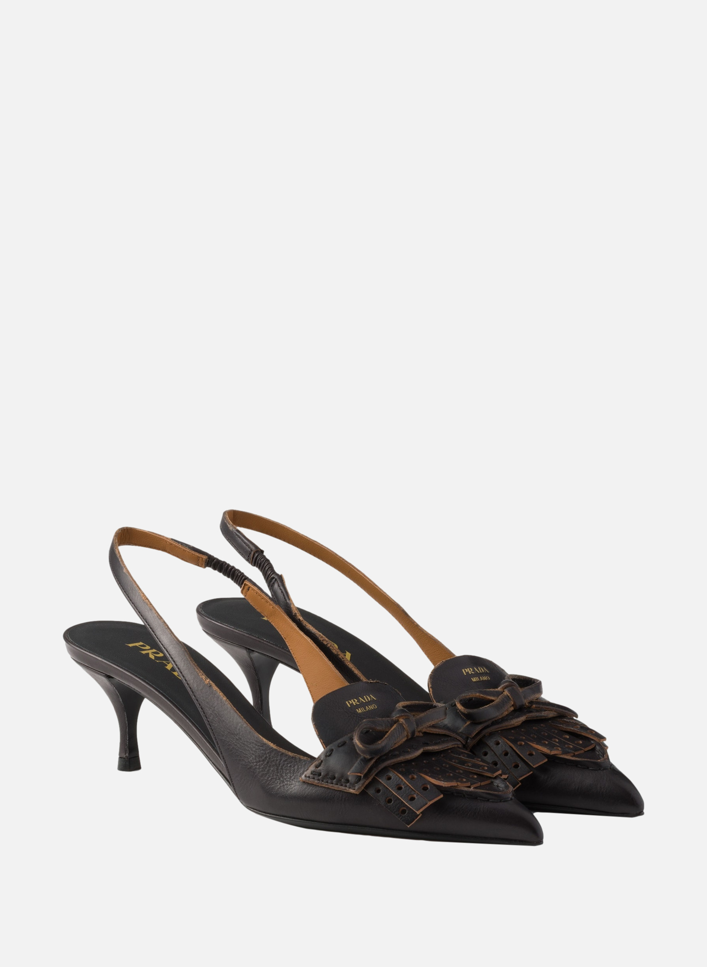 Escarpins à bride arrière en cuir PRADA Noir