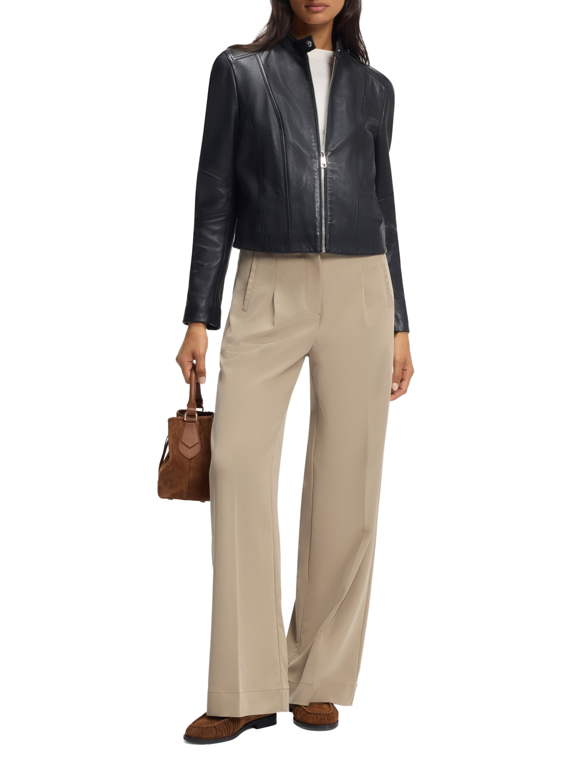 Straight pleated pants BOSS Beige